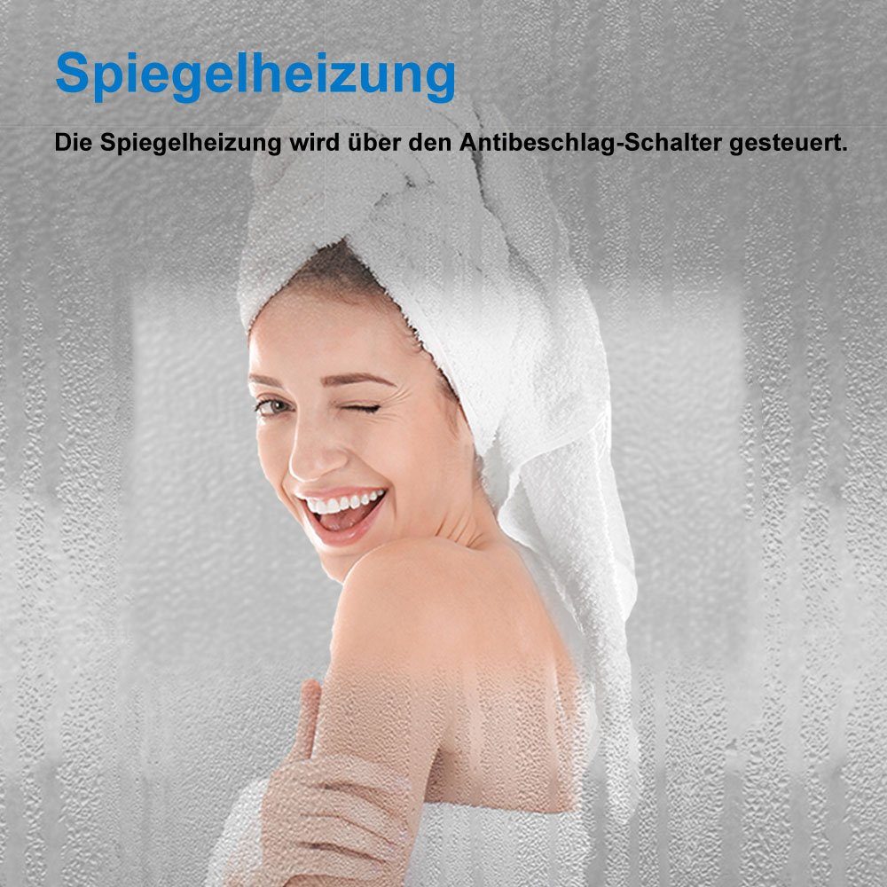 duschspa Badspiegel Rund Spiegel mit LED Beleuchtung Wandspiegel ohne Rahmen, Φ50-100 cm, Touch/Wandschalter, Beschlagfrei, dimmbar, Memory-Funktion