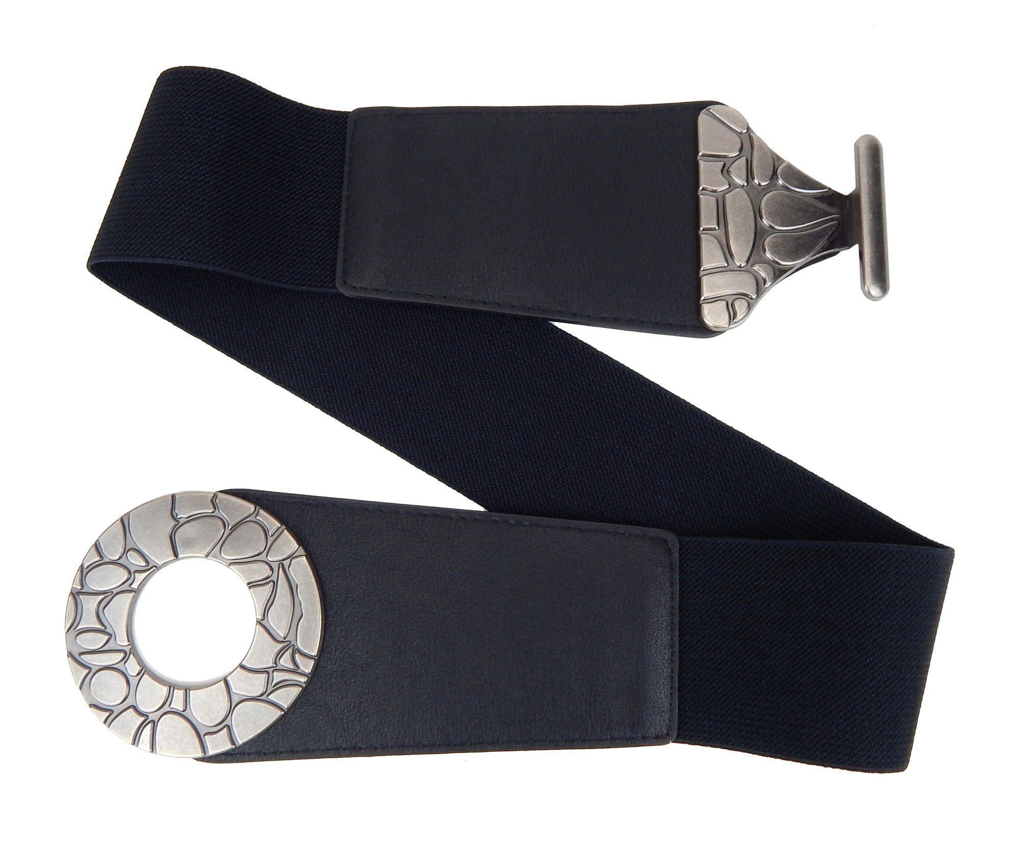 Ella Jonte Stretchgürtel schwarz oder braun mit silberfarbenen dekorativem günstig online kaufen