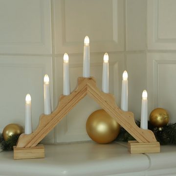 MARELIDA LED Schwibbogen LED Lichterbogen Weihnachtsleuchter 7 Kerzen Batteriebetrieb L: 39cm (1-tlg)