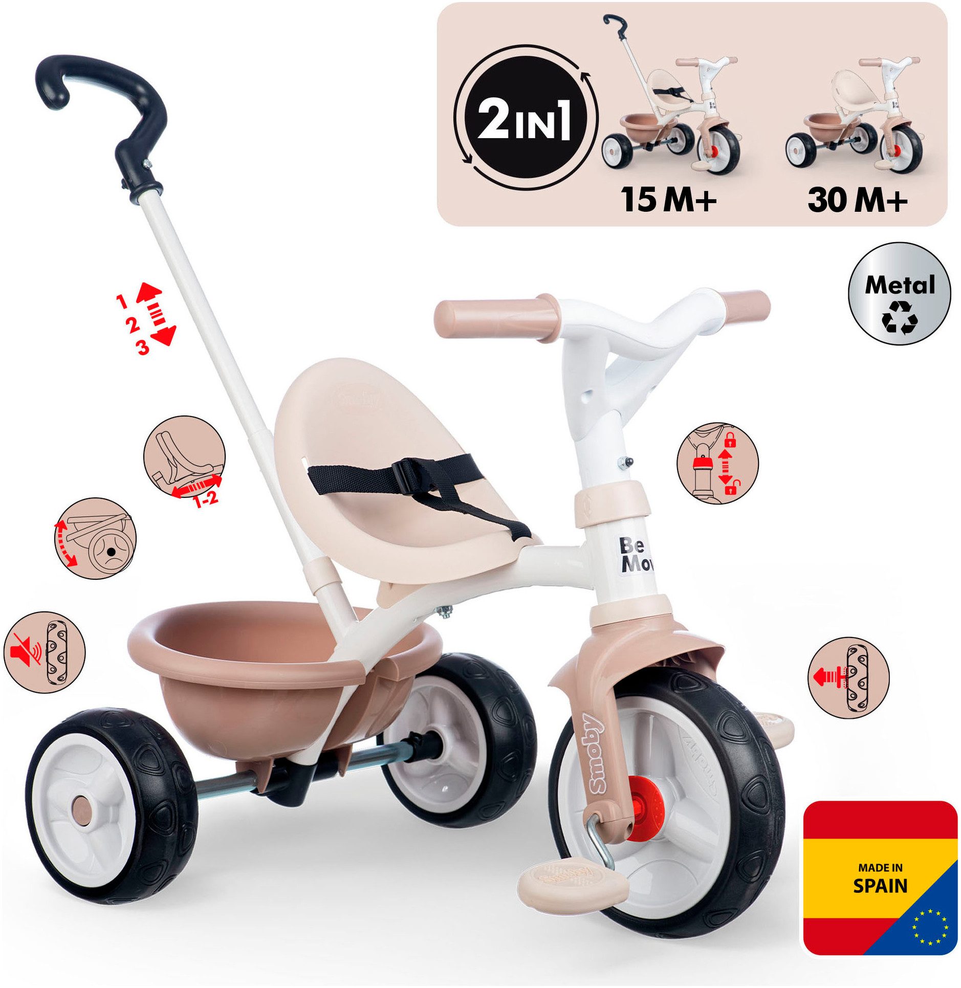 Smoby Dreirad Be Move, beige, Made in Europe günstig online kaufen