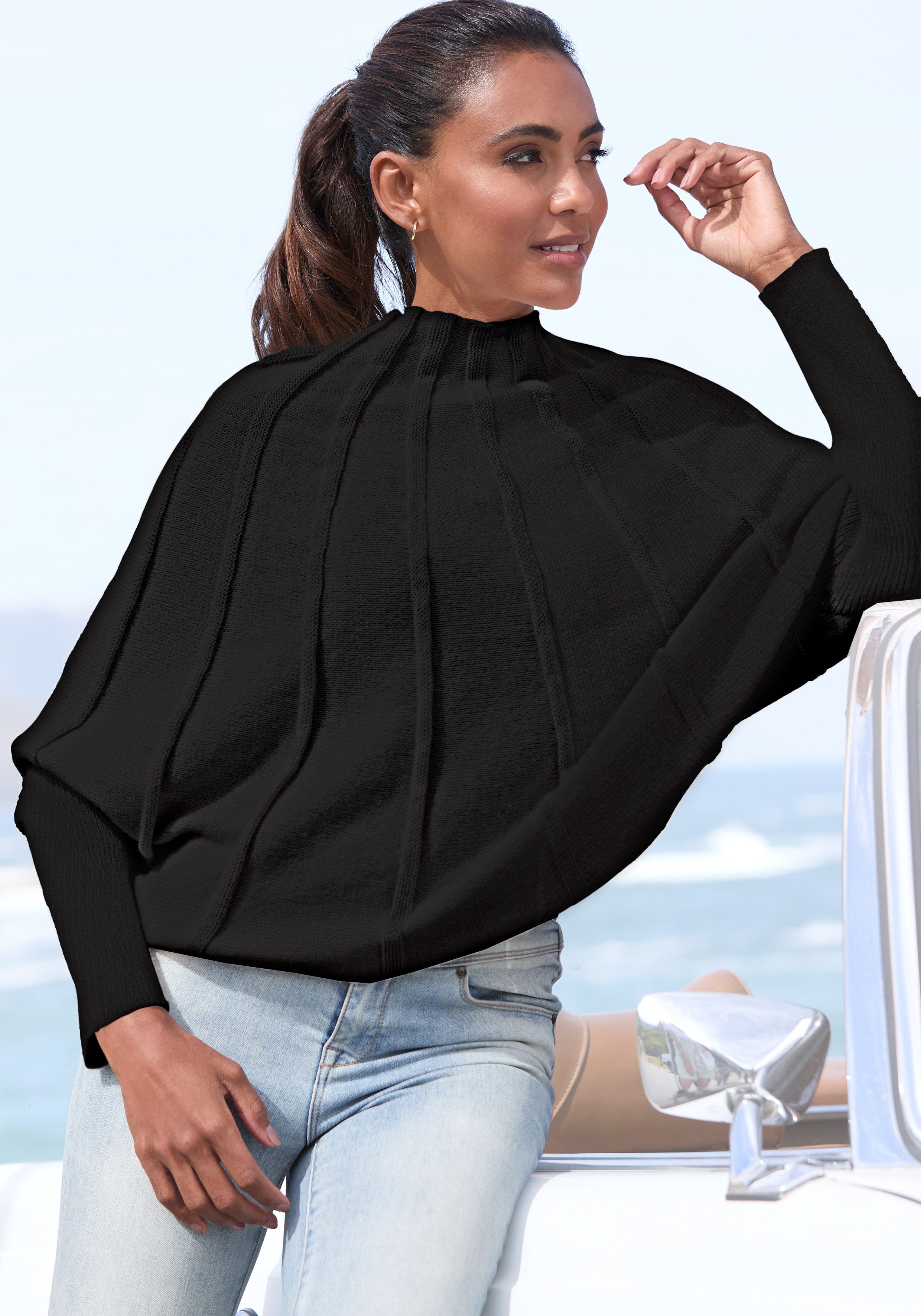 LASCANA Strickpullover mit Fledermausärmeln, modischer Damenpullover