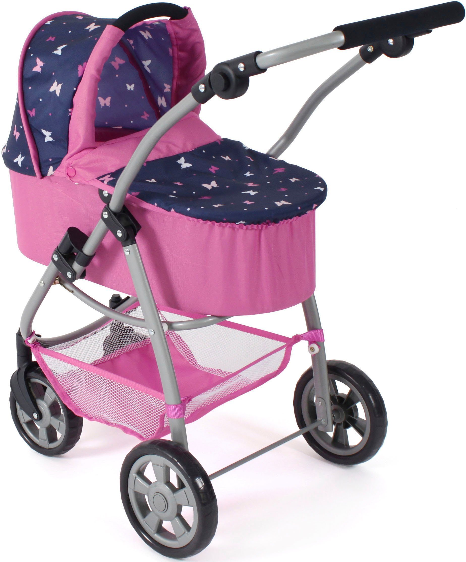 CHIC2000 Kombi-Puppenwagen Emotion 2.0 Butterfly, rosa, inkl. Babywanne, Sportwagenaufsatz und Autositz