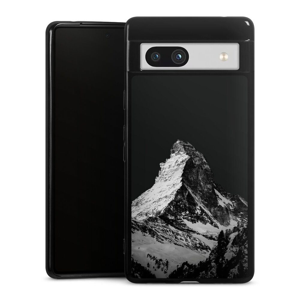 DeinDesign Handyhülle Berg Schnee Alpspitze Snow Capped Mountains Grayscale, Google Pixel 7a Silikon Hülle Bumper Case Handy Schutzhülle