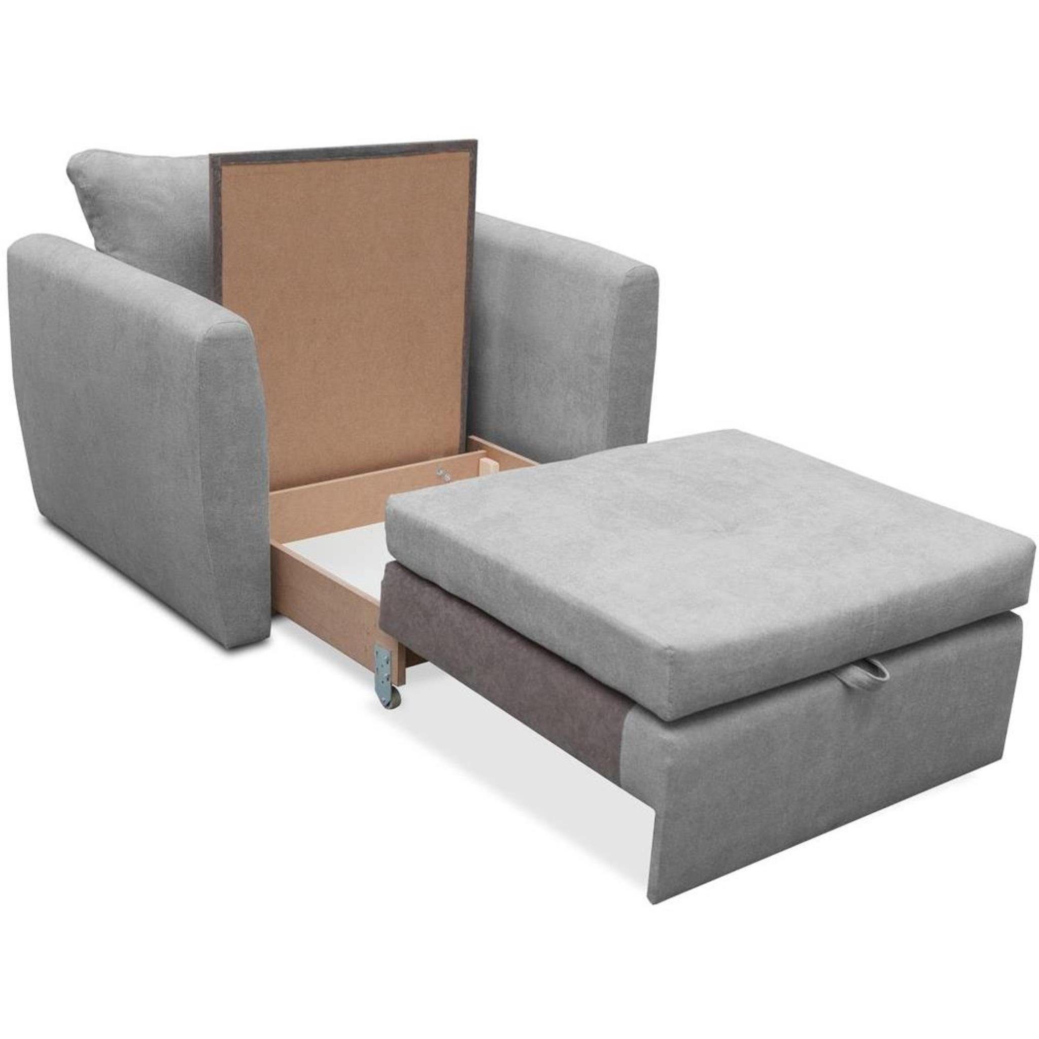 1-Sitzer Polstersessel (Modern Bettkasten, Schlaffunktion, Relaxsessel Grau 50) Sofa, (alfa Beautysofa Kamel Wohnzimmersessel), mit