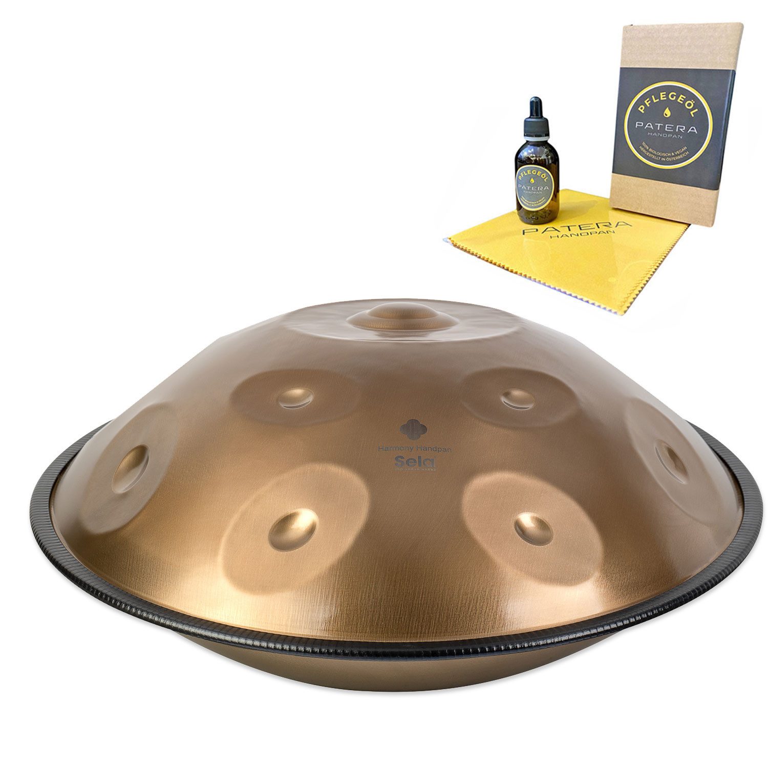 Sela Handpan Sela Handpan SEHP202 Harmony D-Amara mit Pflegemittel, 1-St., Handpan, Vorteils-Set mit Pflegemittel