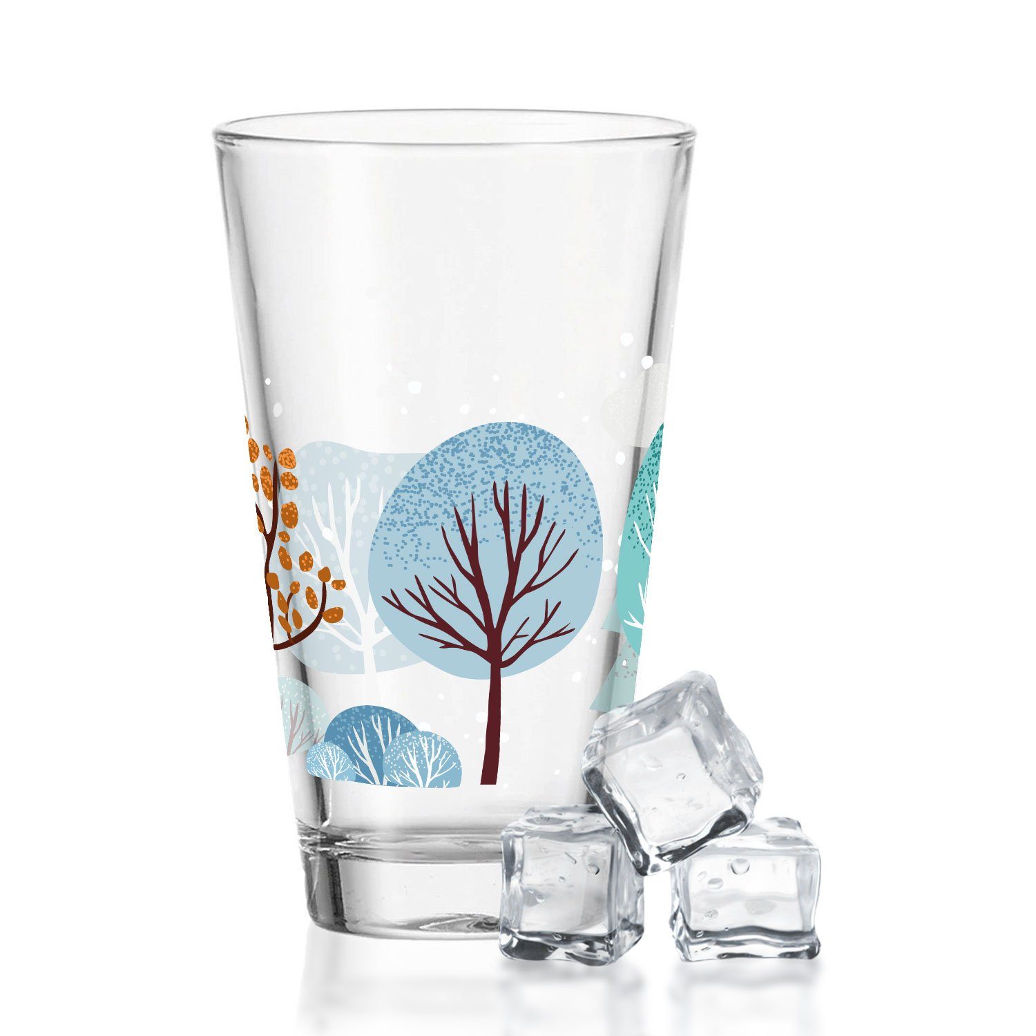 GRAVURZEILE Glas mit UV Druck Geschenk Kinder Wichteln - Zur - Winterbäume Jungen Mädchen, und zum Weihnachtsmotiv, als - für und Weihnachtszeit Weihnachtsdeko für Geschenke