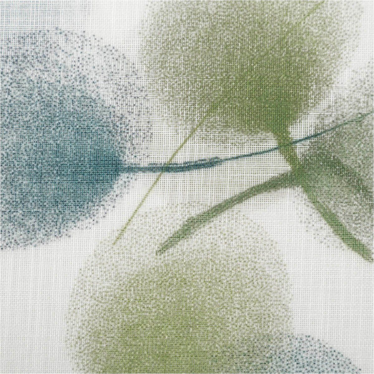 SCHÖNER LEBEN. Stoff Gardinenstoff Meterware Voile Leinenstruktur Blätter weiß grün 150cm, pflegeleicht