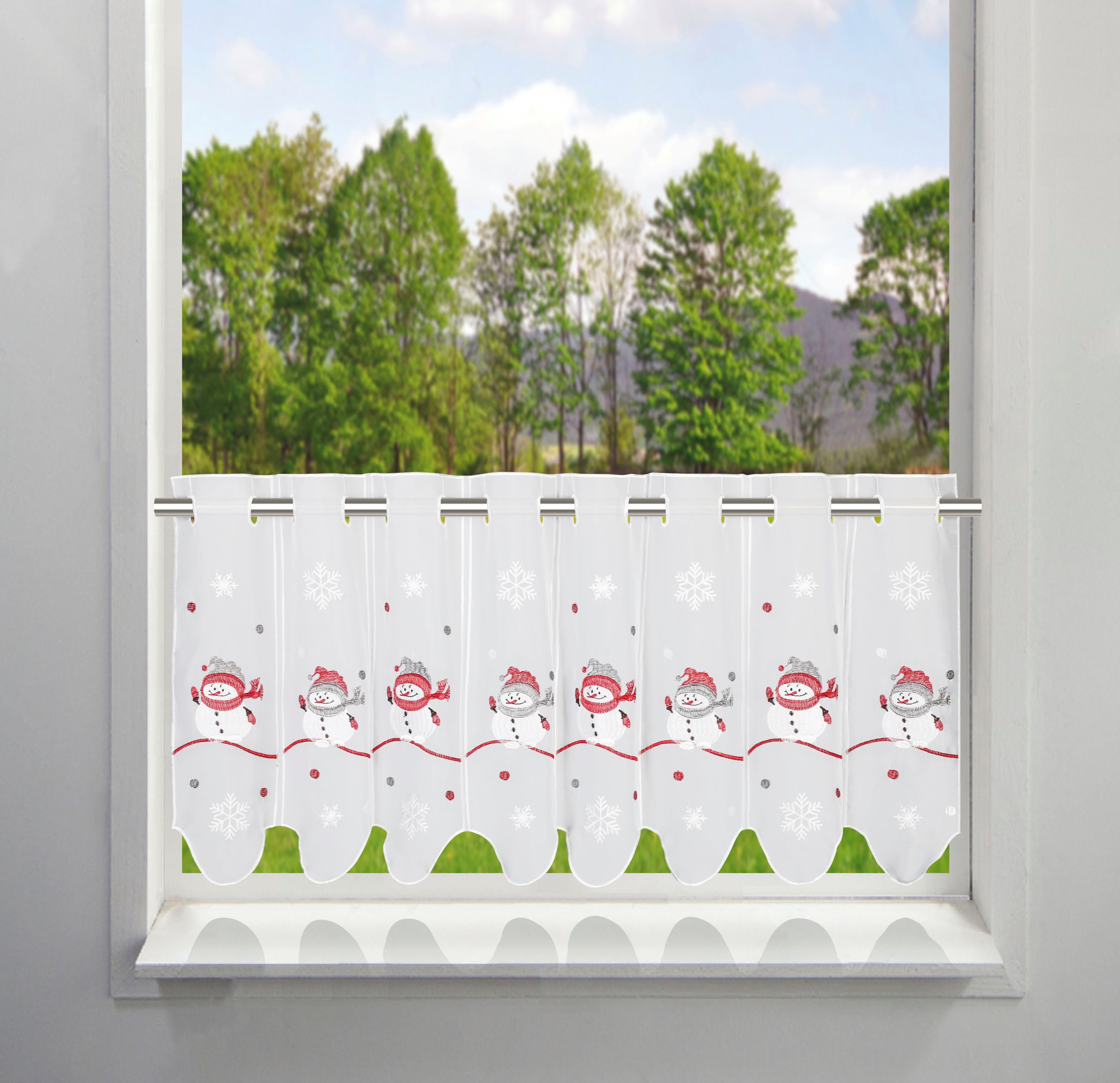 home, Voile, Scheibengardine transparent, (1 St), Durchzuglöcher Snowman, Polyester Voile, Transparent, my