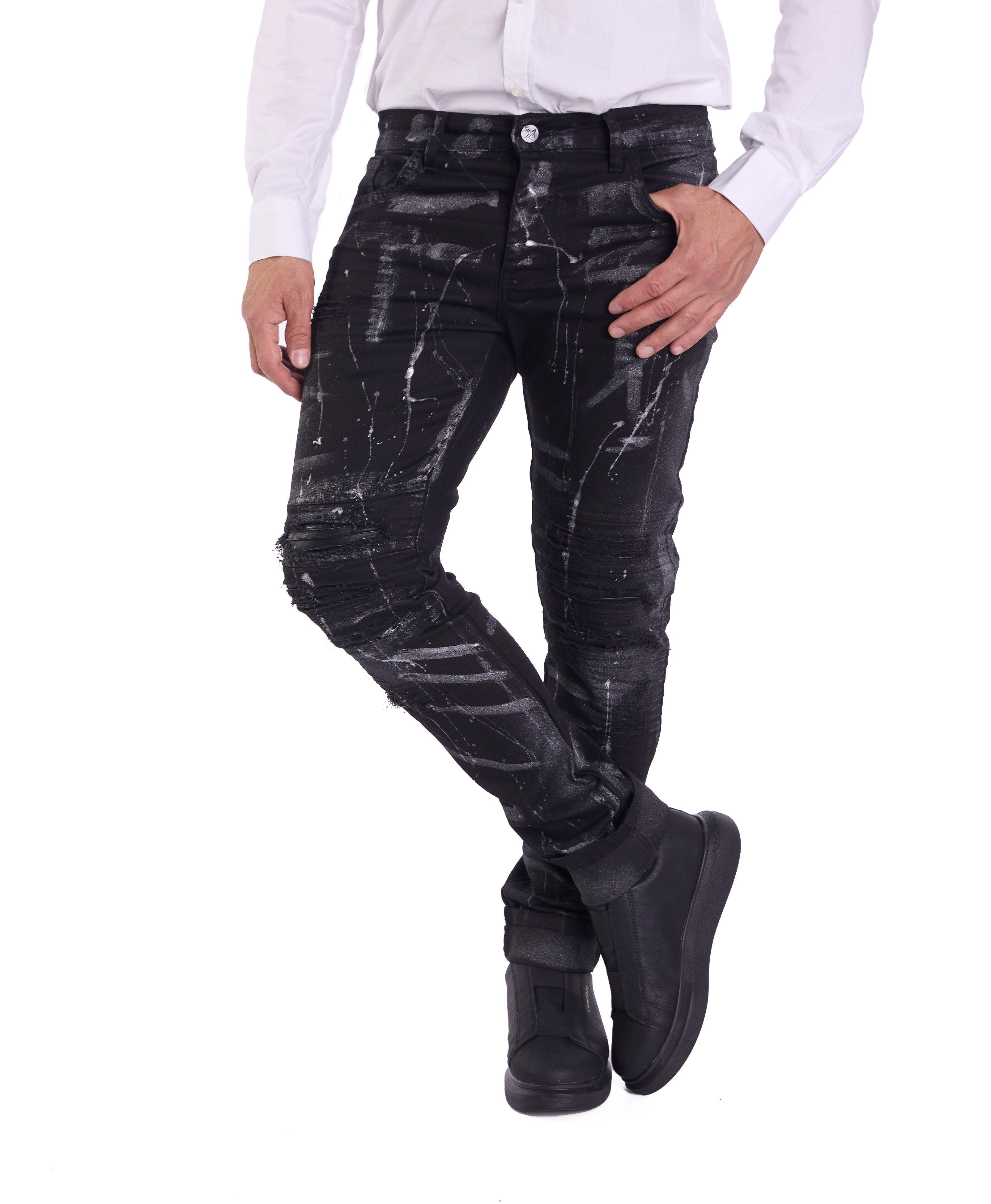 KINGZ Slim-fit-Jeans Lässige Batik Herren Biker günstig online kaufen