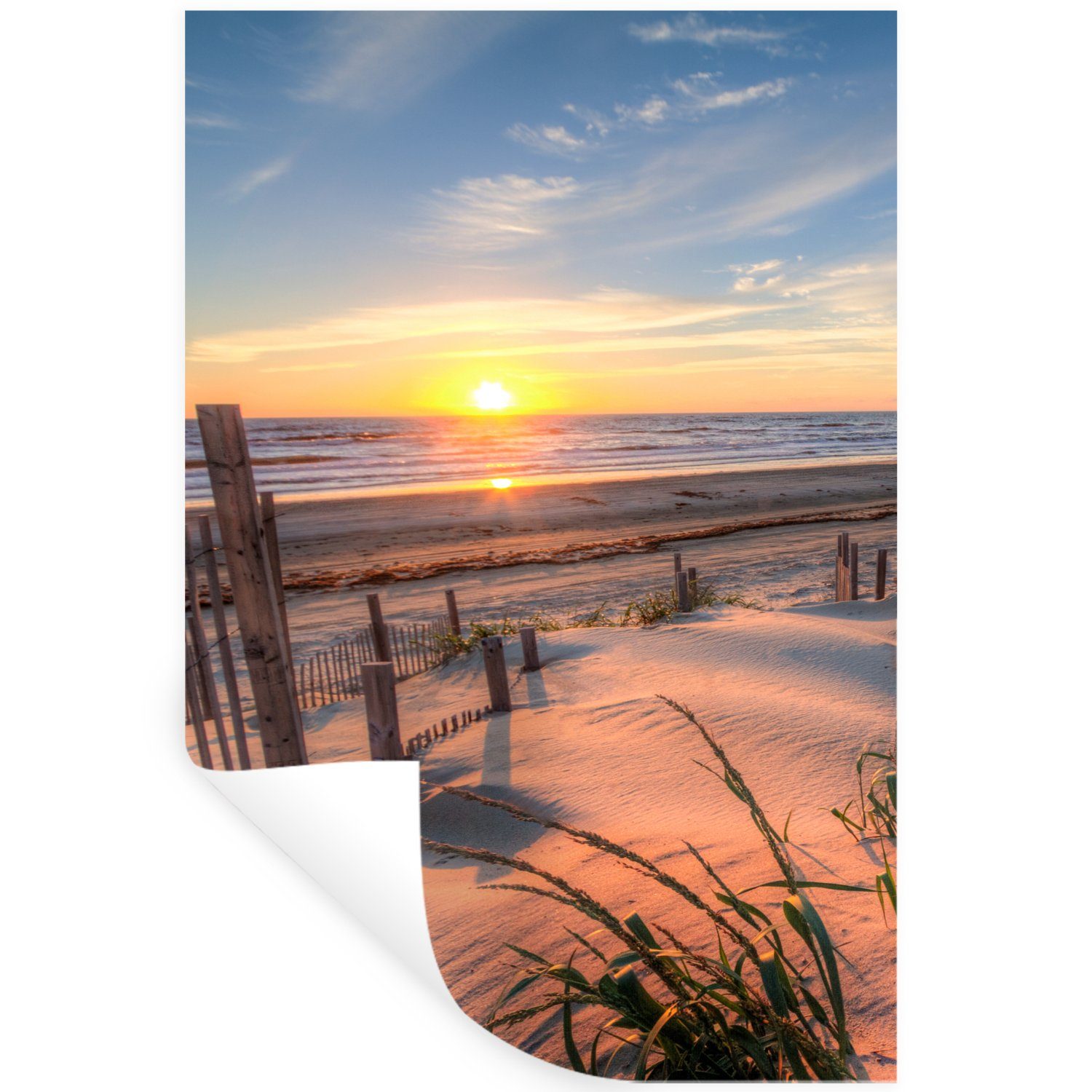 MuchoWow Wandsticker Strand - Meer - Düne - Sonnenuntergang - Landschaft (1 St), Wandaufkleber, Selbstklebend, Wohnzimmer, 20x30 cm