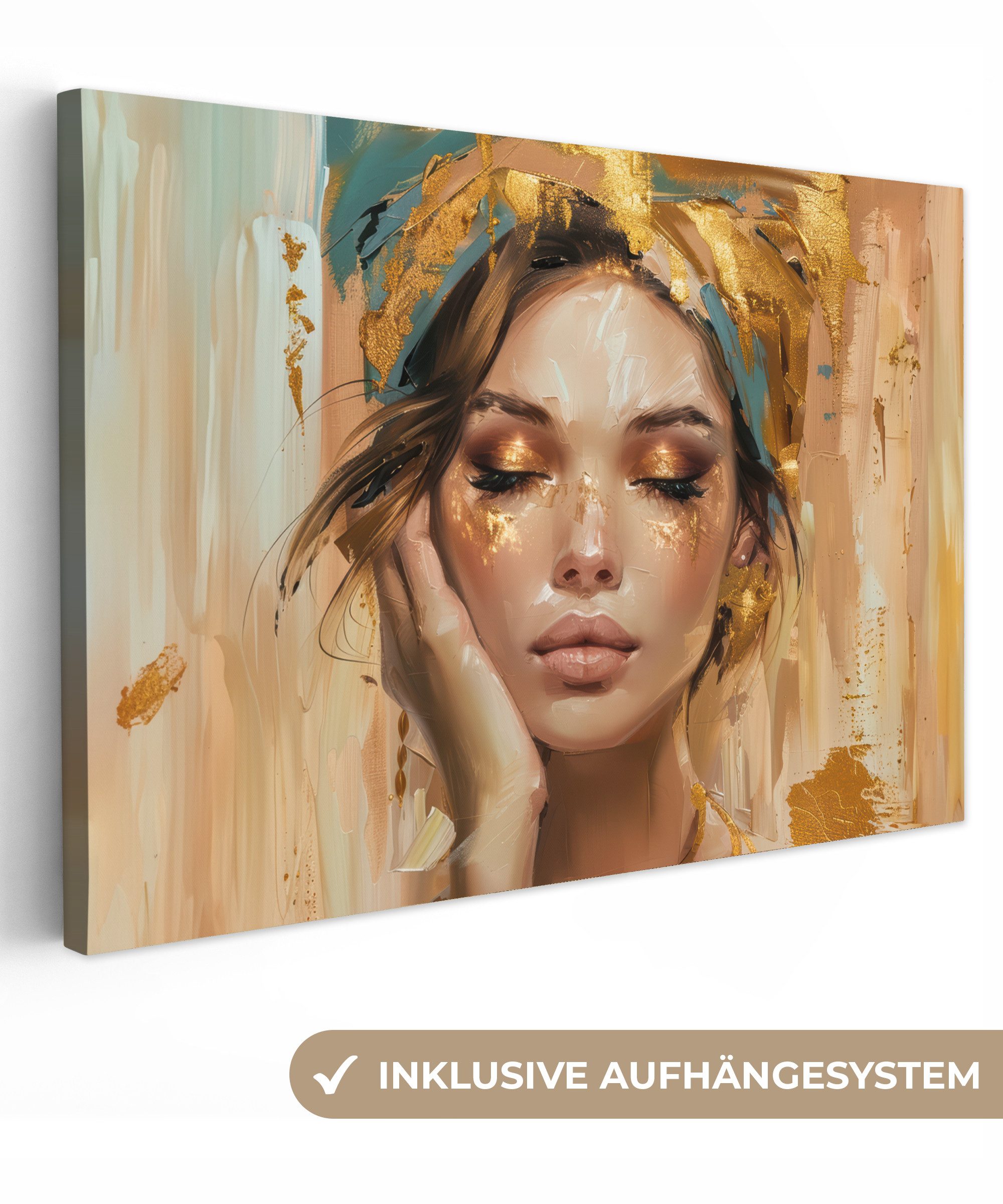 OneMillionCanvasses® Leinwandbild Frauen - Porträt - Luxus - Gold, Fotodruc günstig online kaufen