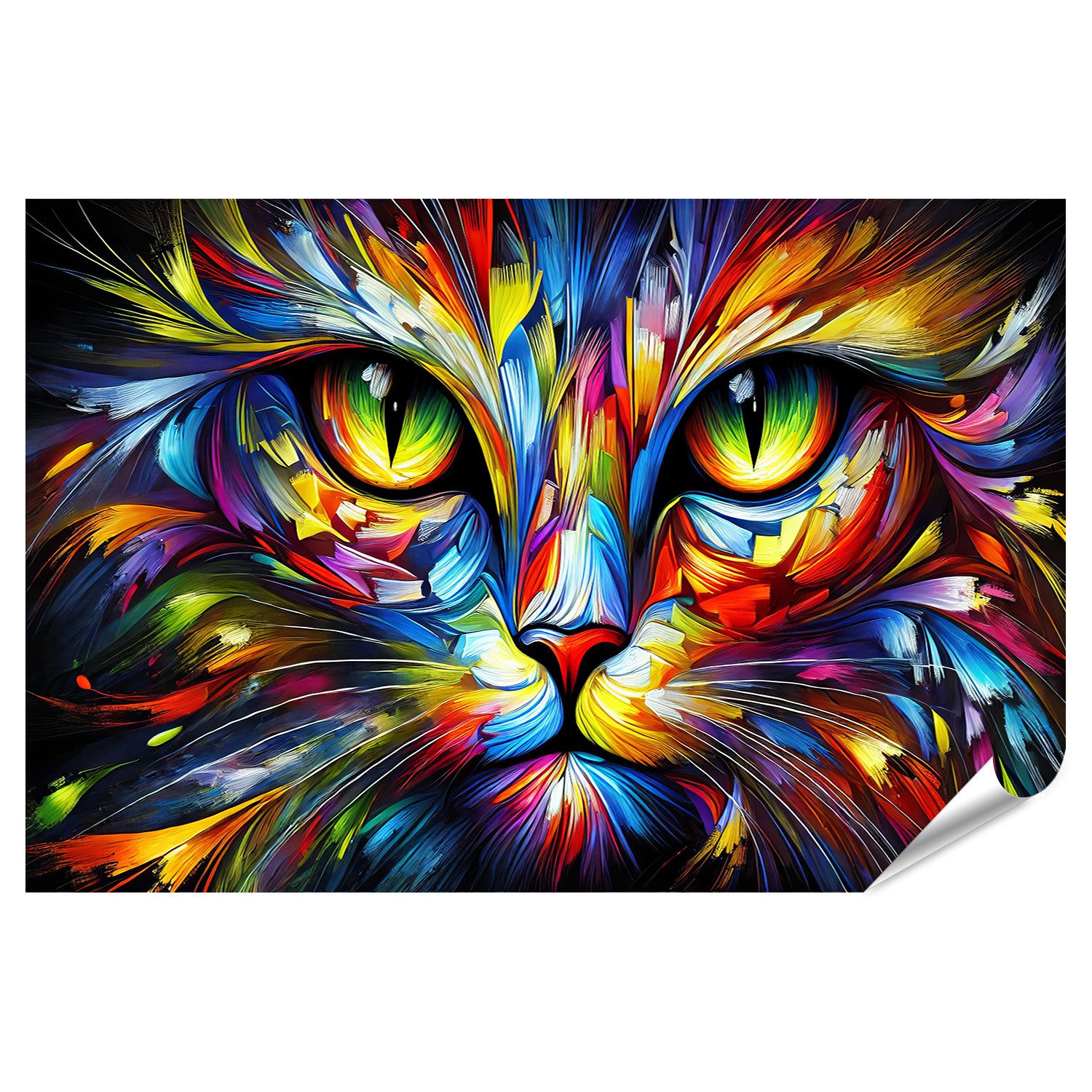Poster Farbenfroher und abstrakter Blick in die Augen einer Katze