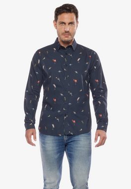 Le Temps Des Cerises Langarmhemd CHEMISE HOMME BIRDY (MANCHE LONGUE) /SHIRT MAN BIRDY (LONG SLEEVE) mit schickem Allover-Muster