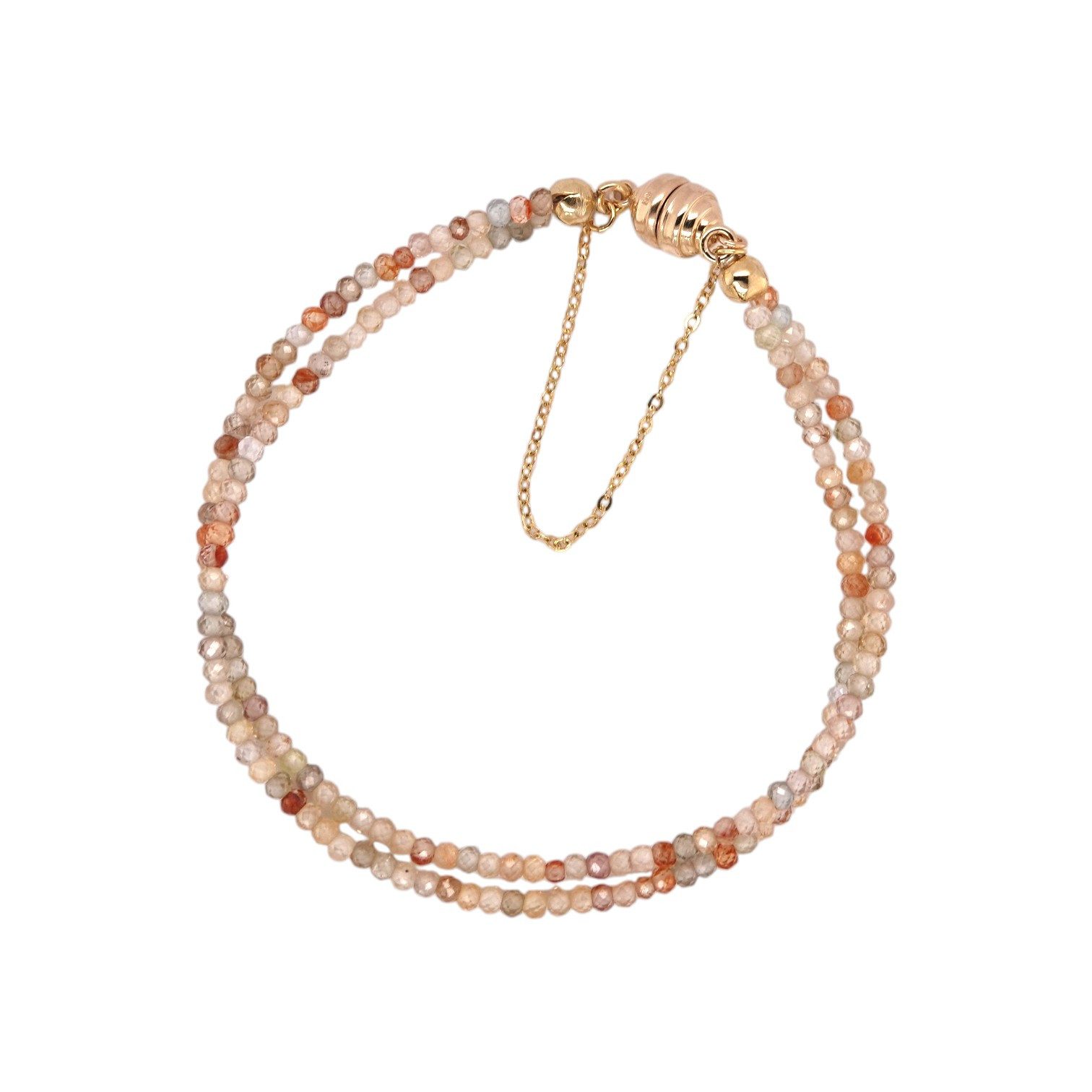 Sogni d'oro Armband mit Zirkonen in sanften Naturtönen, 2-reihig, Silber 925 (vergoldet)