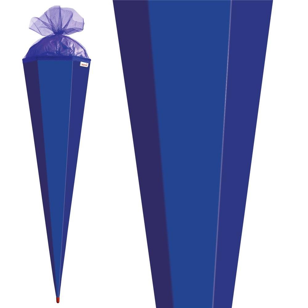 Roth Schultüte Basteltüte Ultramarinblau, 85 cm, eckig, mit blauem Tüllverschluss, Zuckertüte für Schulanfang