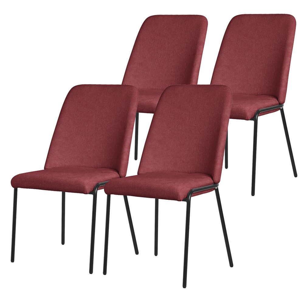 ML-DESIGN Polsterstuhl Esszimmerstühle mit Rückenlehne moderne Design Lounge Küchenstühle (4 St), Esstischstühle 4er Set Rot Küchenstuhl Stahl Polyester bis 120 kg