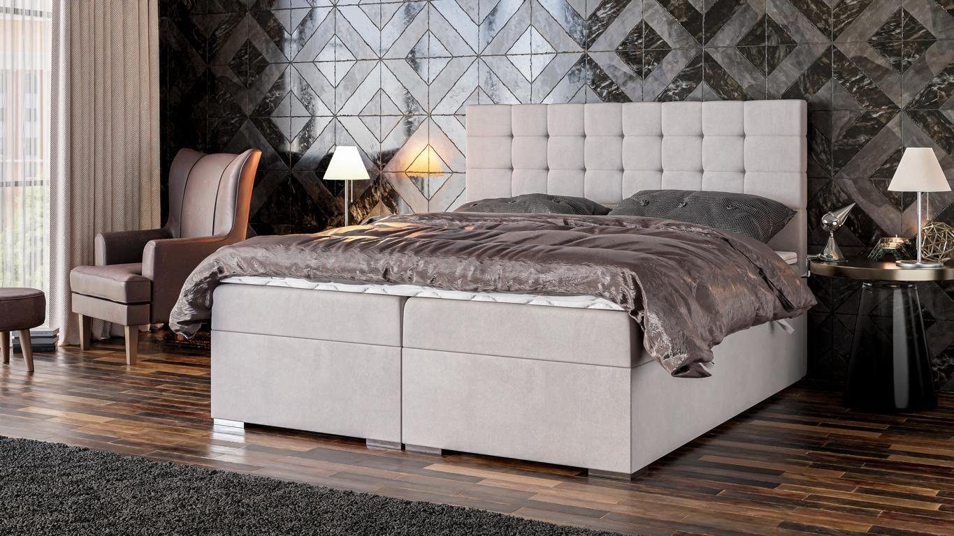 Schlafzimmer Design Luxus Textil Boxspringbett, Made Doppelbett JVmoebel Boxspringbett in Modern Grau Europa