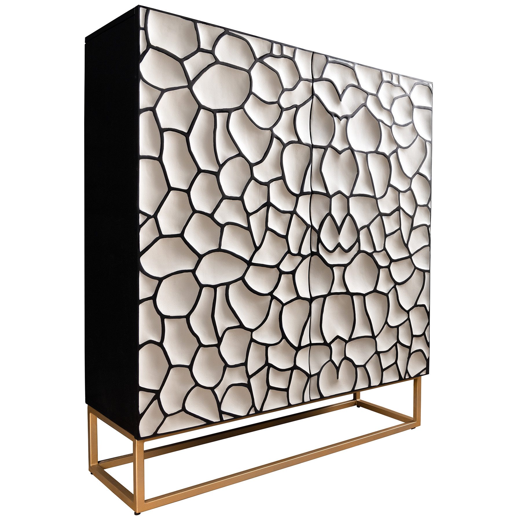 riess-ambiente Highboard VULCANO 120cm weiß / schwarz / gold (Einzelartikel günstig online kaufen