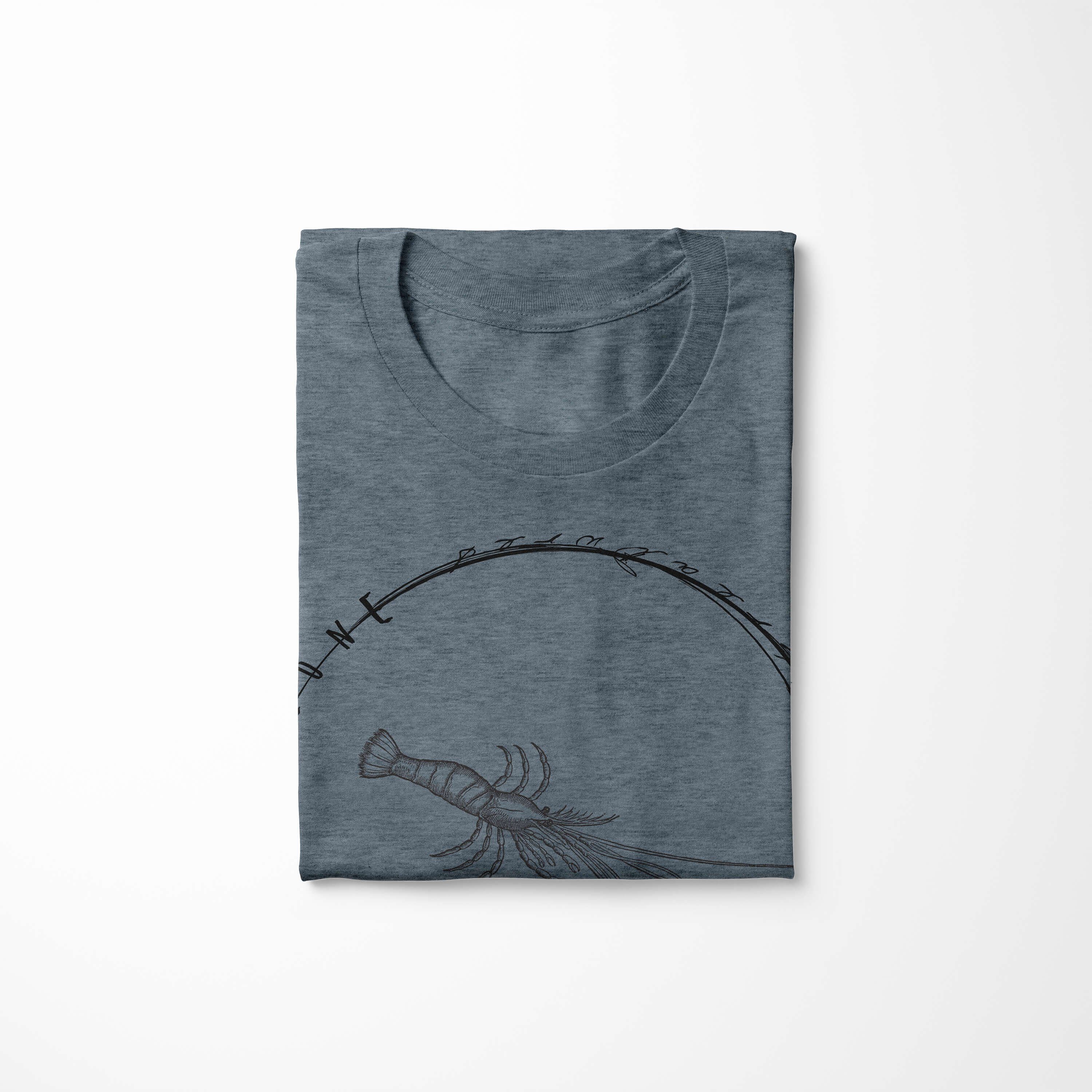 Struktur Creatures, T-Shirt / Schnitt und sportlicher Sea Sea - Fische 012 Sinus Art Tiefsee Indigo feine Serie: T-Shirt