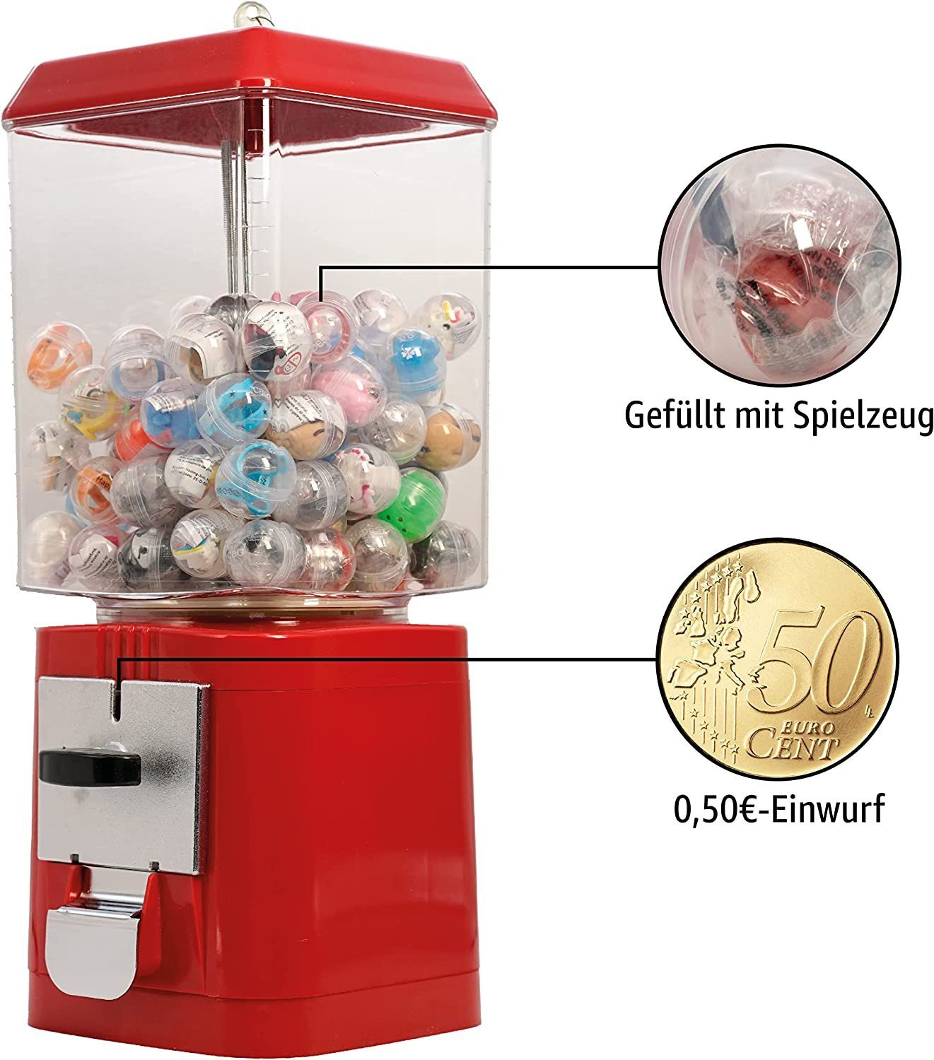 Retro Vorratsglas Kapselautomat shop 0,50€ Münzeinwurf (K11) mit - the what befüllt!