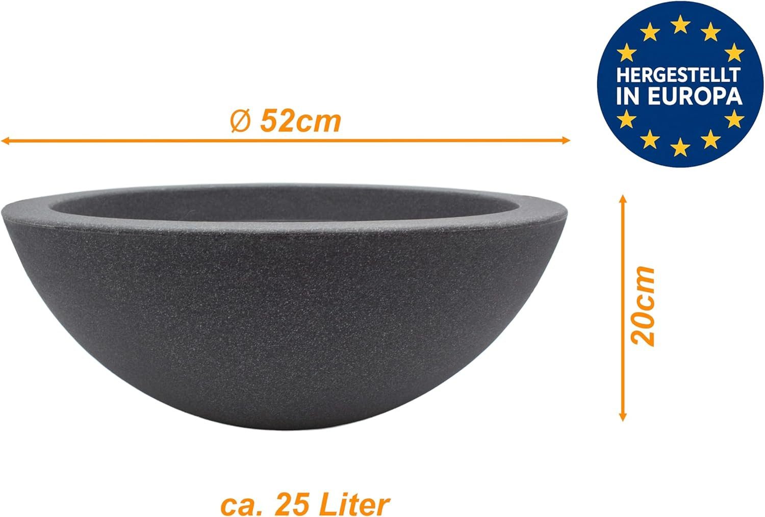 mucHome Pflanzschale Anthrazit Ø 52cm Höhe ca. 20 cm Pflanzkübel Pflanztopf
