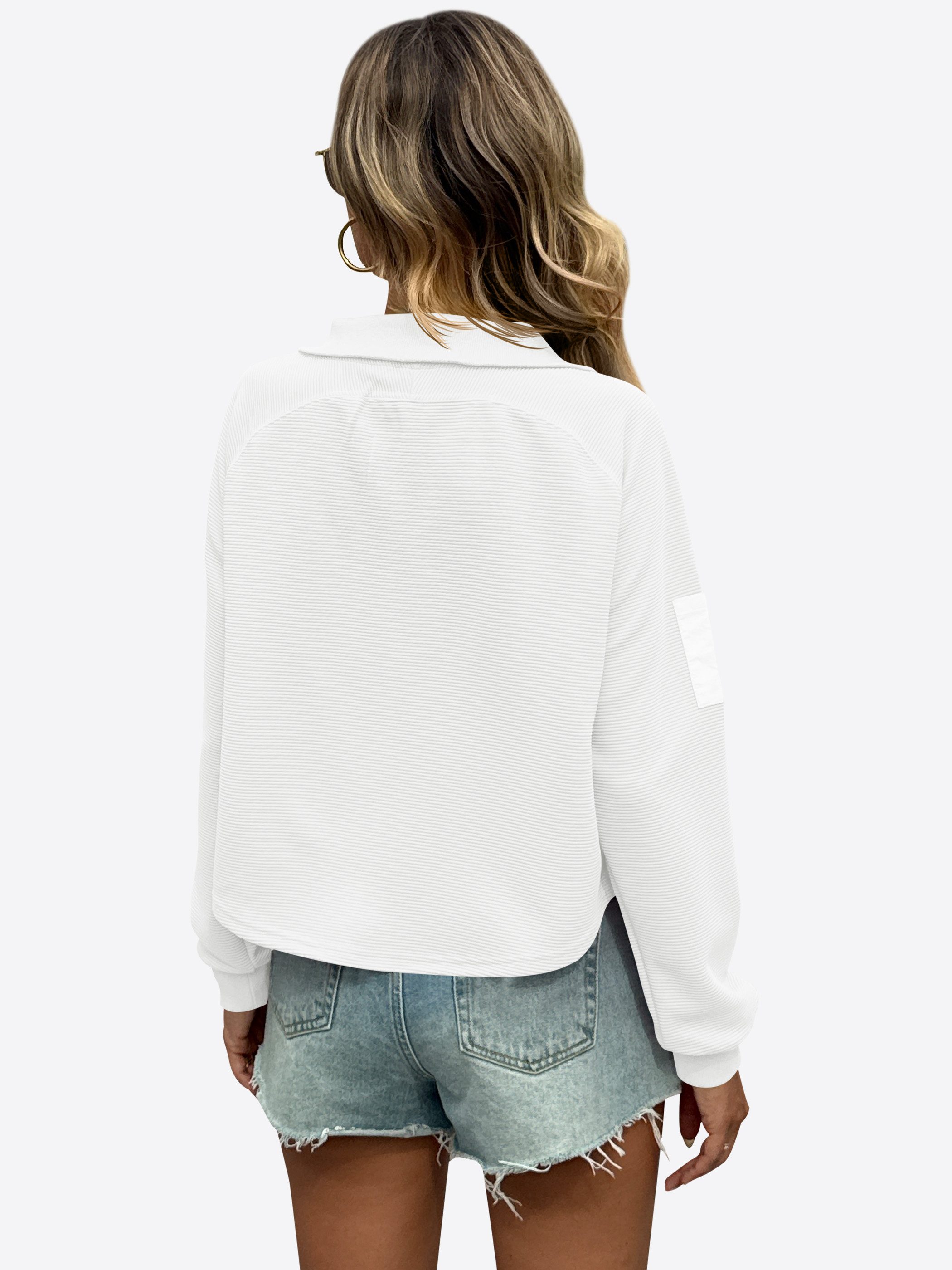 Imily Bela Sweatshirt Damen Kurzes Pullover mit Henley (Packung, 1-tlg., 1p günstig online kaufen