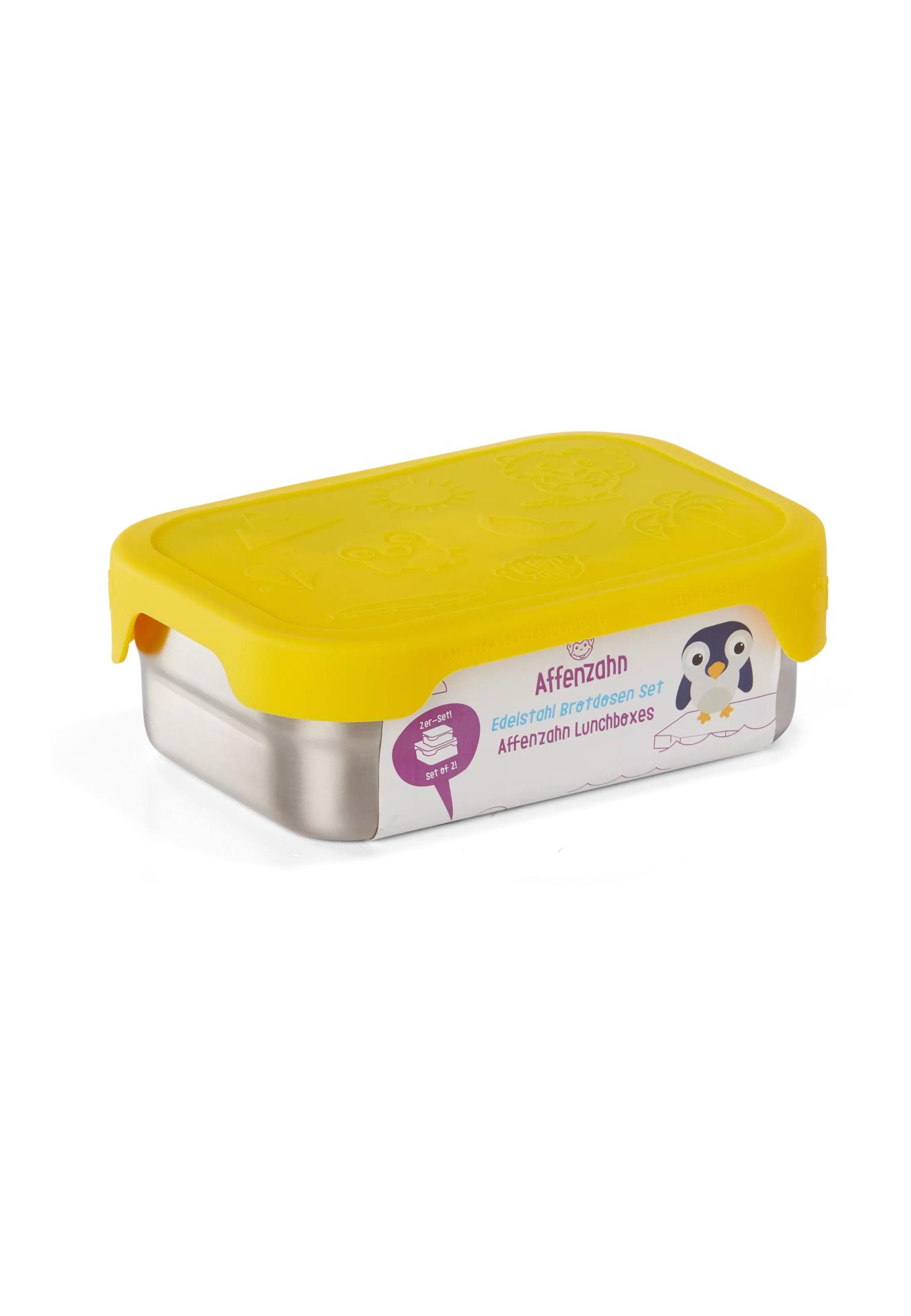 Affenzahn Lunchbox Edelstahl Brotdose, Edelstahl, (Edelstahl Brotdose, 3-tlg., 1x Brotdose, 1x Trennfach), spülmaschinengeeignet bis 45 Grad, Handwäsche empfohlen
