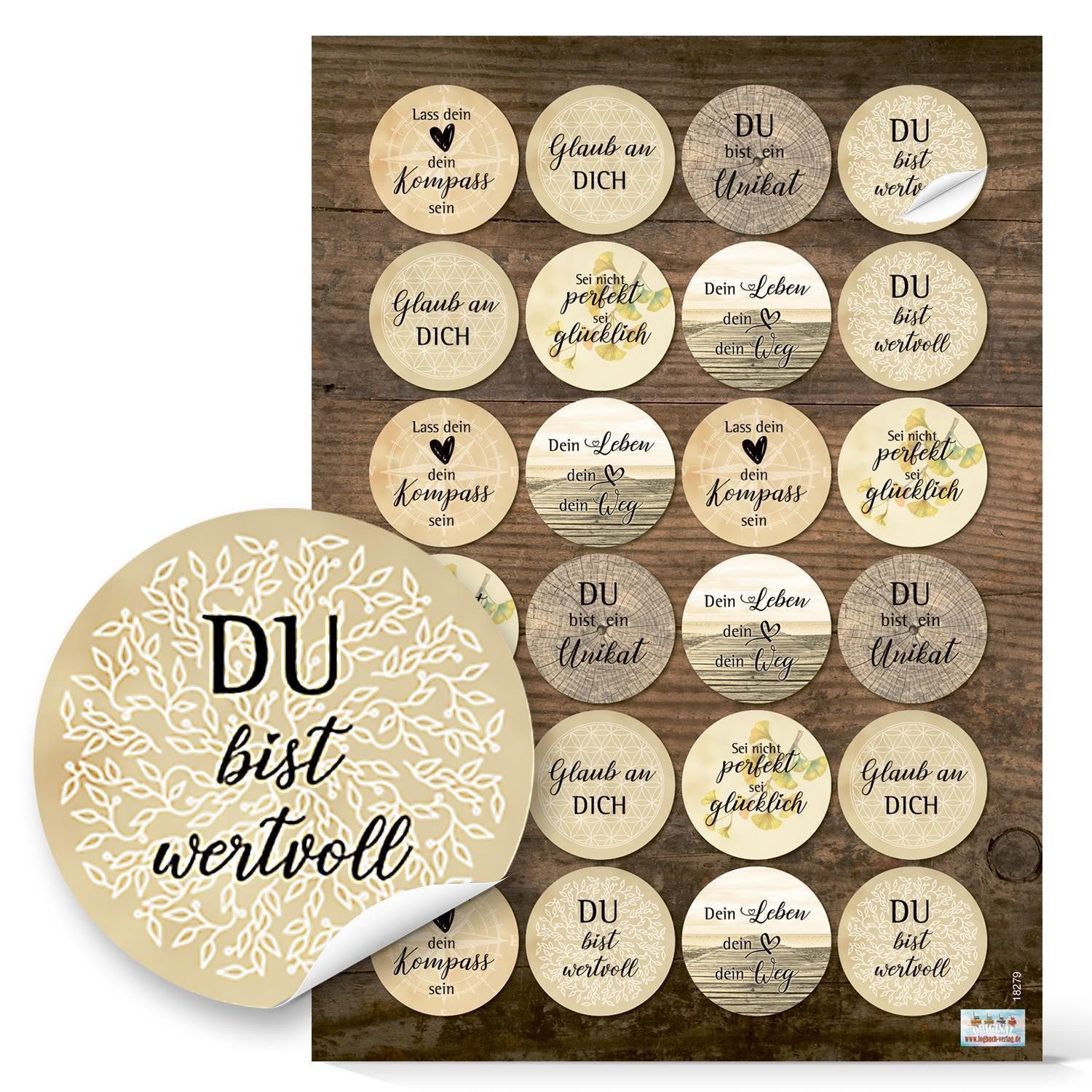 Logbuch-Verlag Dekofigur Sticker SET mit 5 x 24 bunten Aufklebern - Sprüche günstig online kaufen