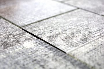 Mosani Mosaikfliesen Mosaik Fliese Keramik Mix Glasmosaik Textiloptik Grau meliert