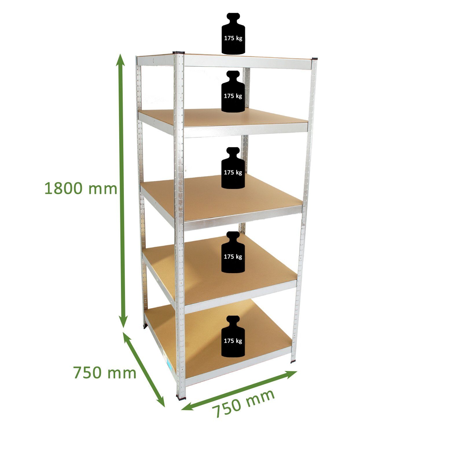 Schwerlastregal Böden kg Steckregal Regal Schwerlastregal Lagerregal TRUTZHOLM 5 180x75x75cm 875