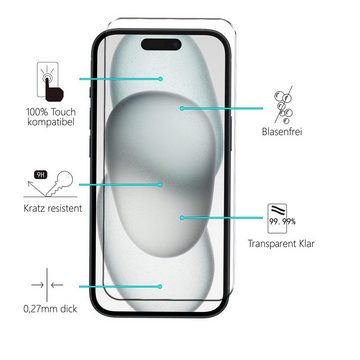 CoolGadget Schutzfolie Panzerfolie für iPhone 15 Plus, (Spar-Set 4in1, 2x Displayschutz, 2x Kameraschutz), Panzerglas Schutzfolie für Apple iPhone 15 Plus Folie