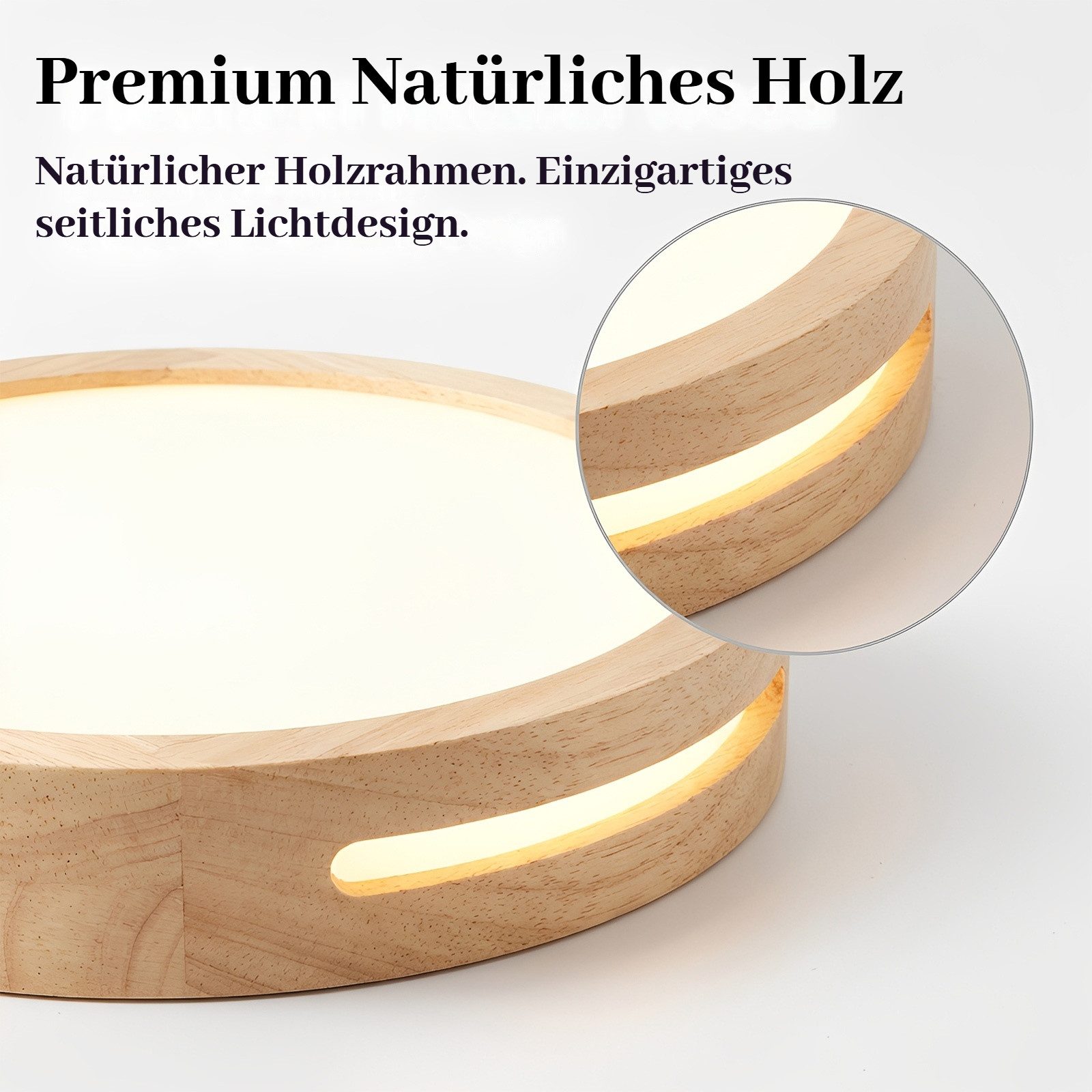 BlingBin LED Deckenleuchte 25/30 W, Warmweiß, 3000 K, Holzoptik, Deckenlampe für Innenbereich, 3600LM, LED fest integriert, Warmweiß, Naturholz Ceiling Light Für Wohnzimmer, Küche, Schlafzimmer