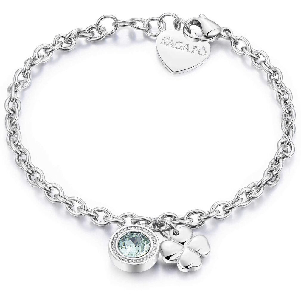 s'agapo Armband Steel bracelet with crystal and four-leaf clover Lucky Light SKT12