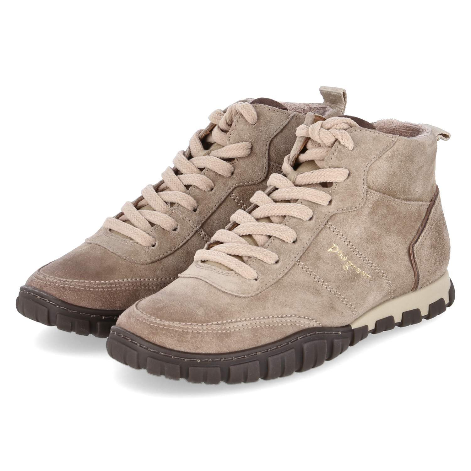 Paul Green Paul Green 5506-041 Damen Leder & Textil beige Schnürstiefel