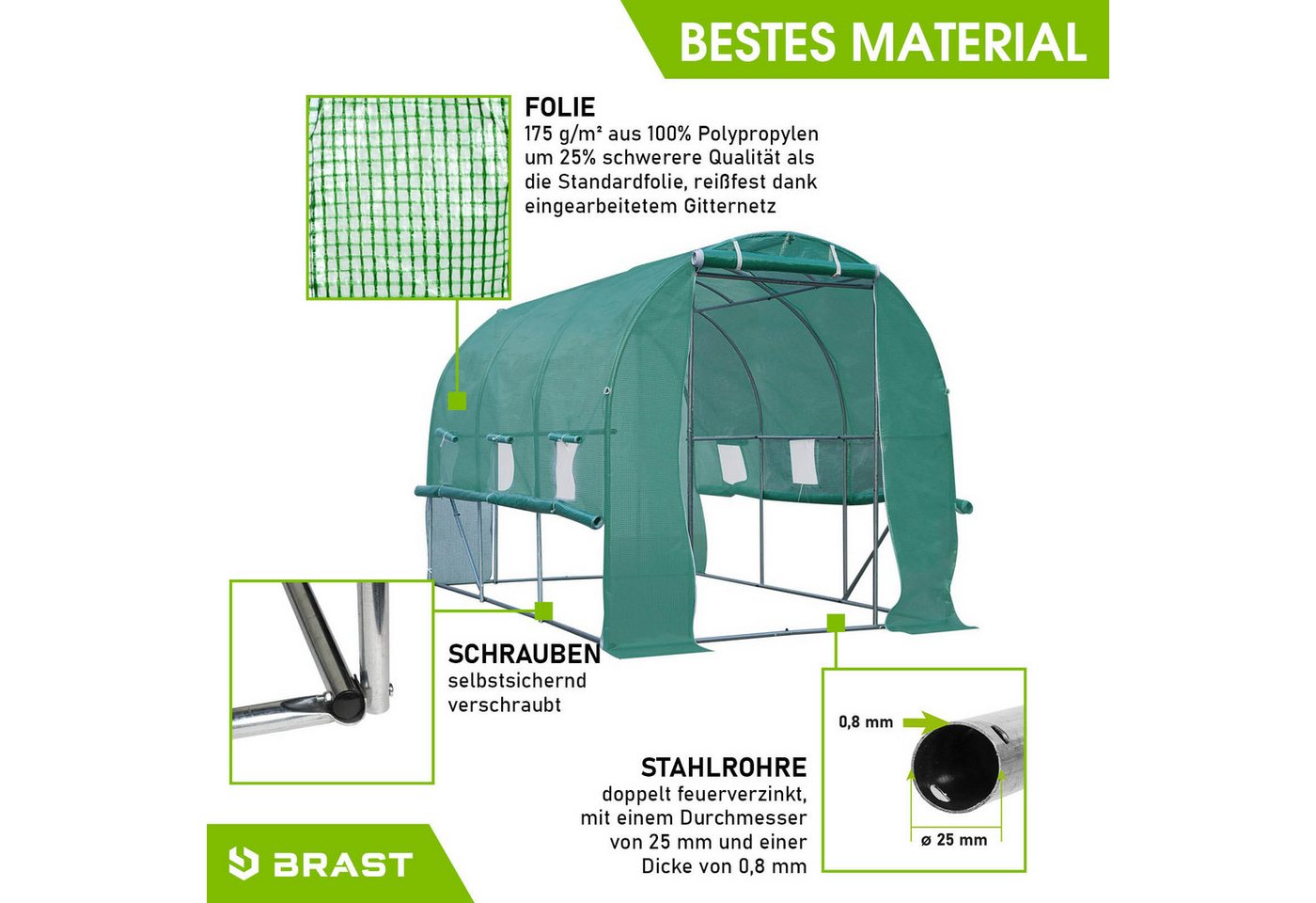 BRAST Foliengewächshaus Gewächshaus mi... BRAST Foliengewächshaus Gewächshaus mi...