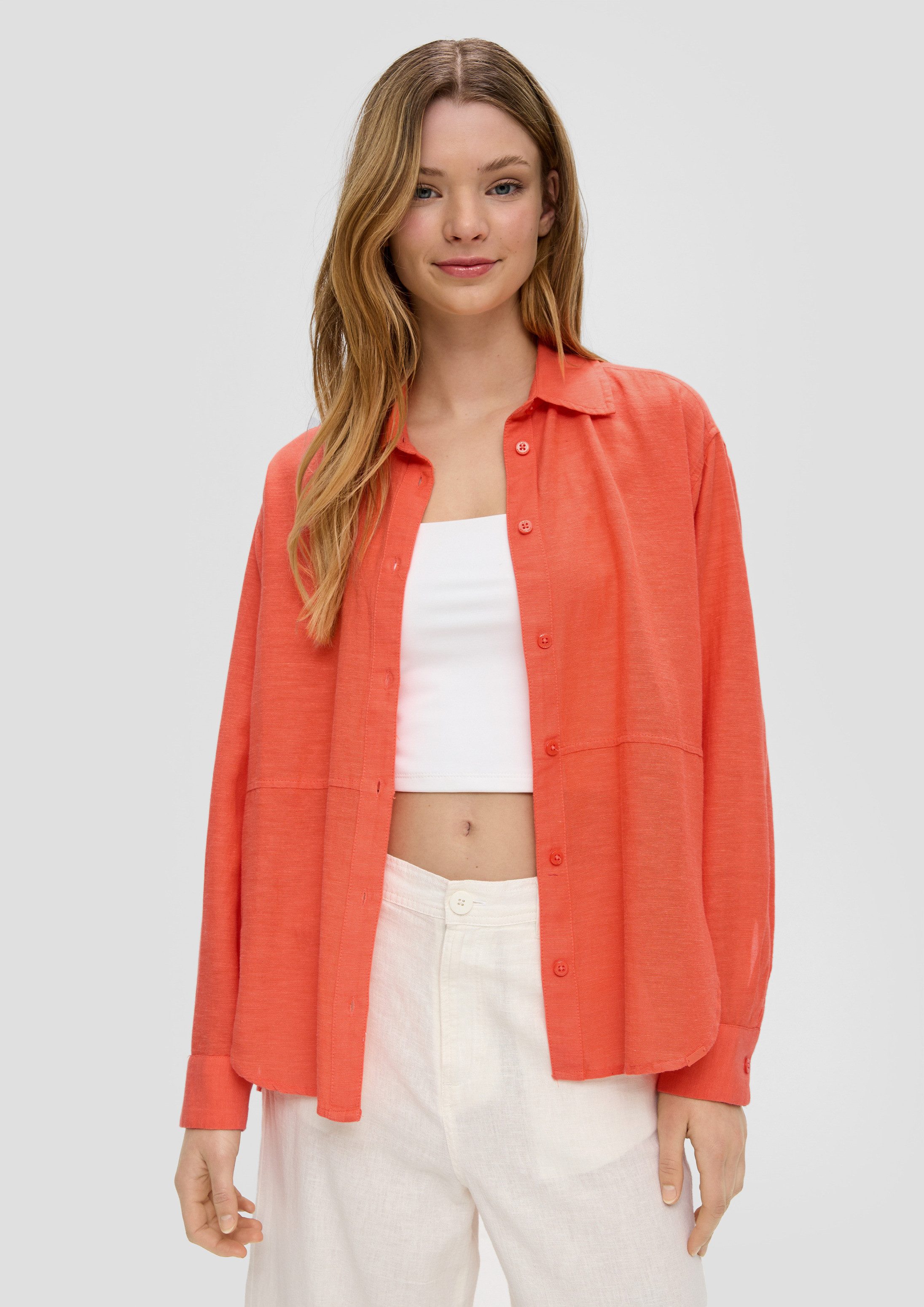 QS Langarmbluse Bluse Oversized Bluse aus Viskosemix