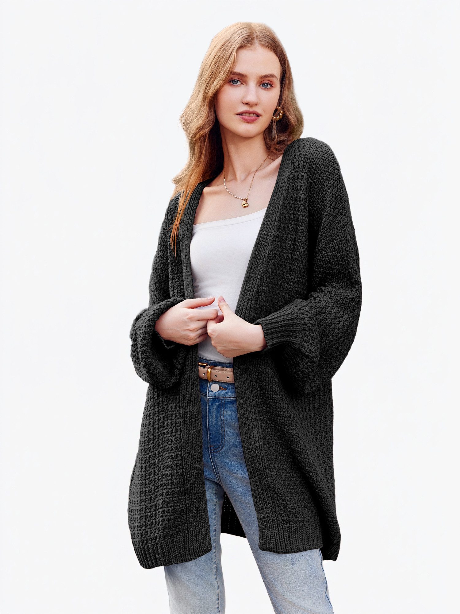 Imily Bela Cardigan Damen Langarm Strickjacke (Packung, 1-tlg., 1per-Pack) in Unifarbe