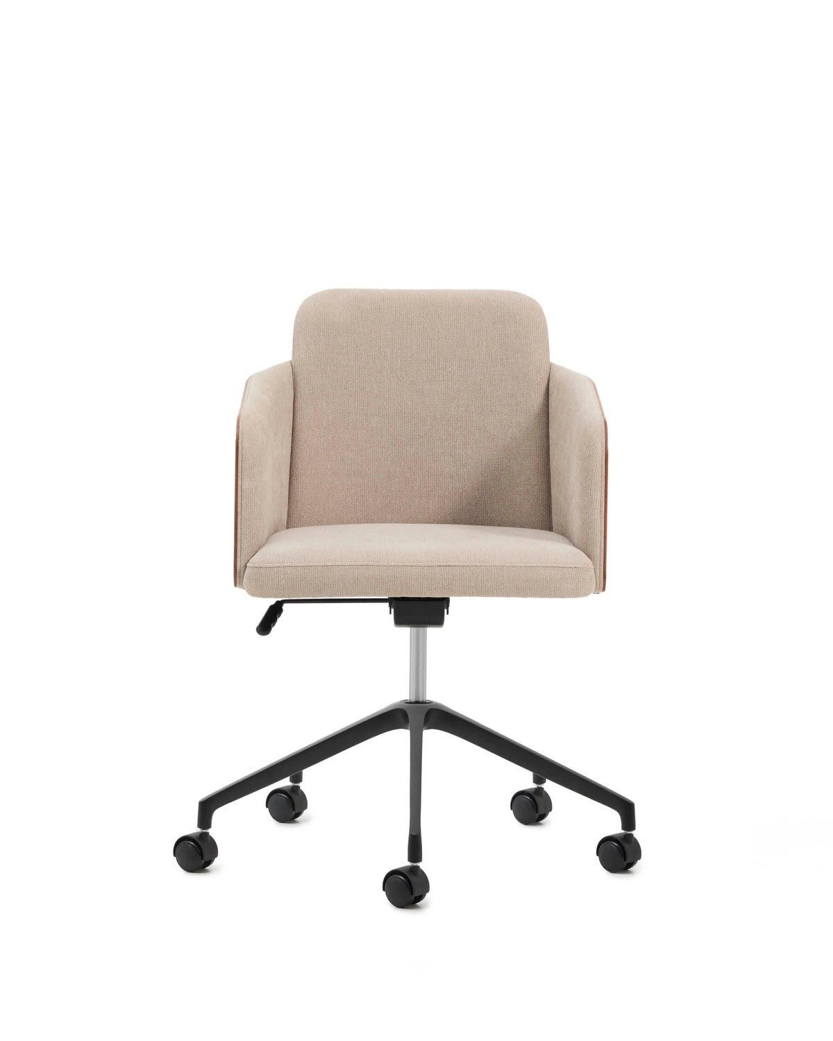 Natur24 Bürostuhl Madai Schreibtischstuhl 57 x 57 x 79 cm Chenille Nussbaum-Optik Beige