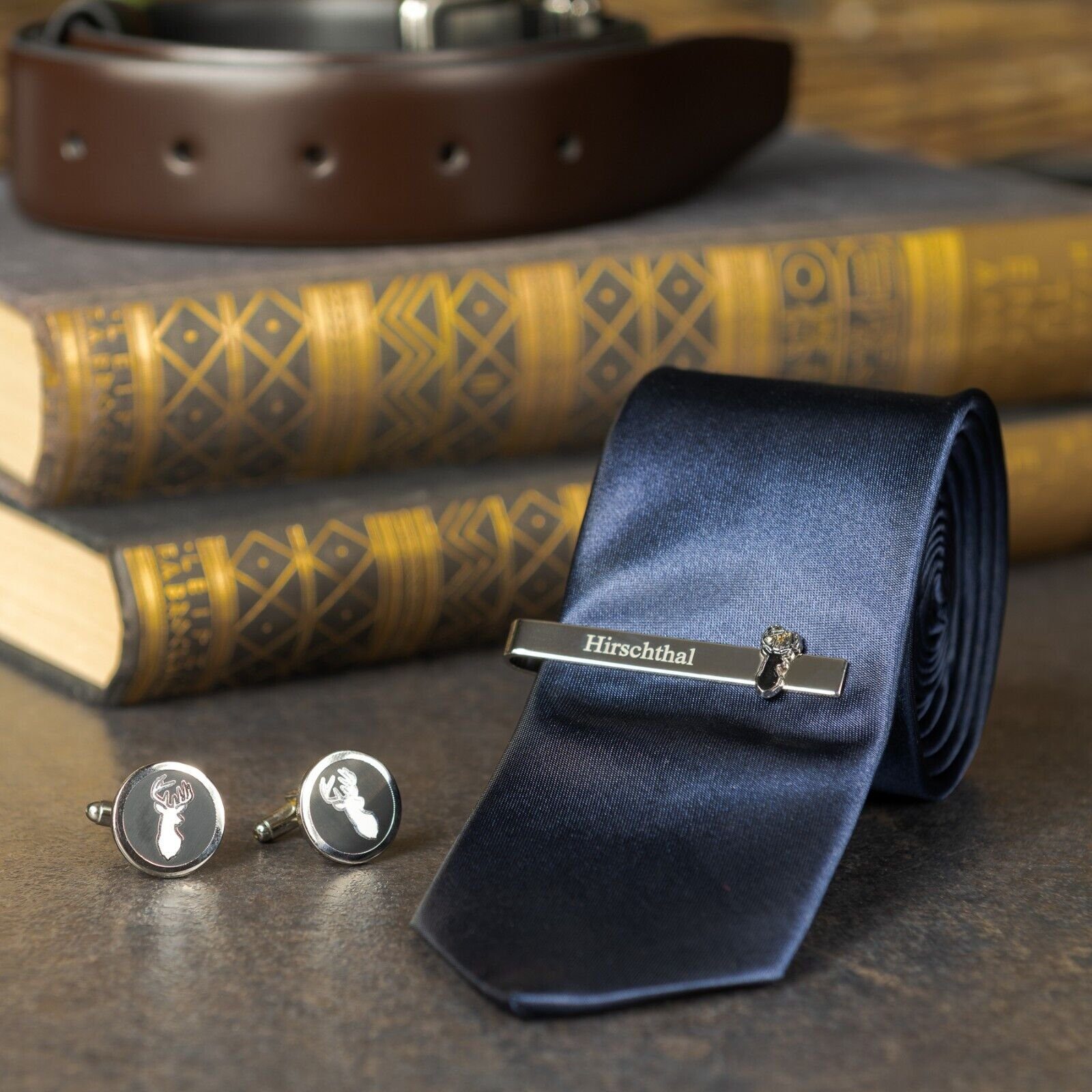 Hirschthal Manschettenknöpfe mit Gravur Herren Business Manschettenknöpfe Cufflinks (Set), im modischen Look