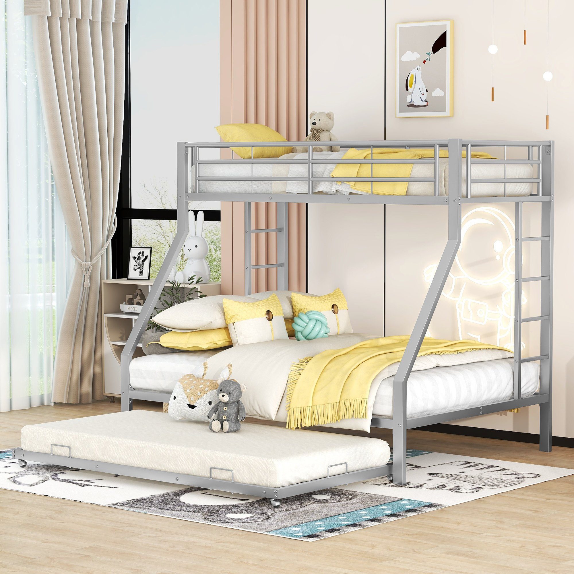 Etagenbett Massivholz Kiefer 90x200cm Stockbett Hohes Bett Zubehör Wählbar V-60.13-09Ni70