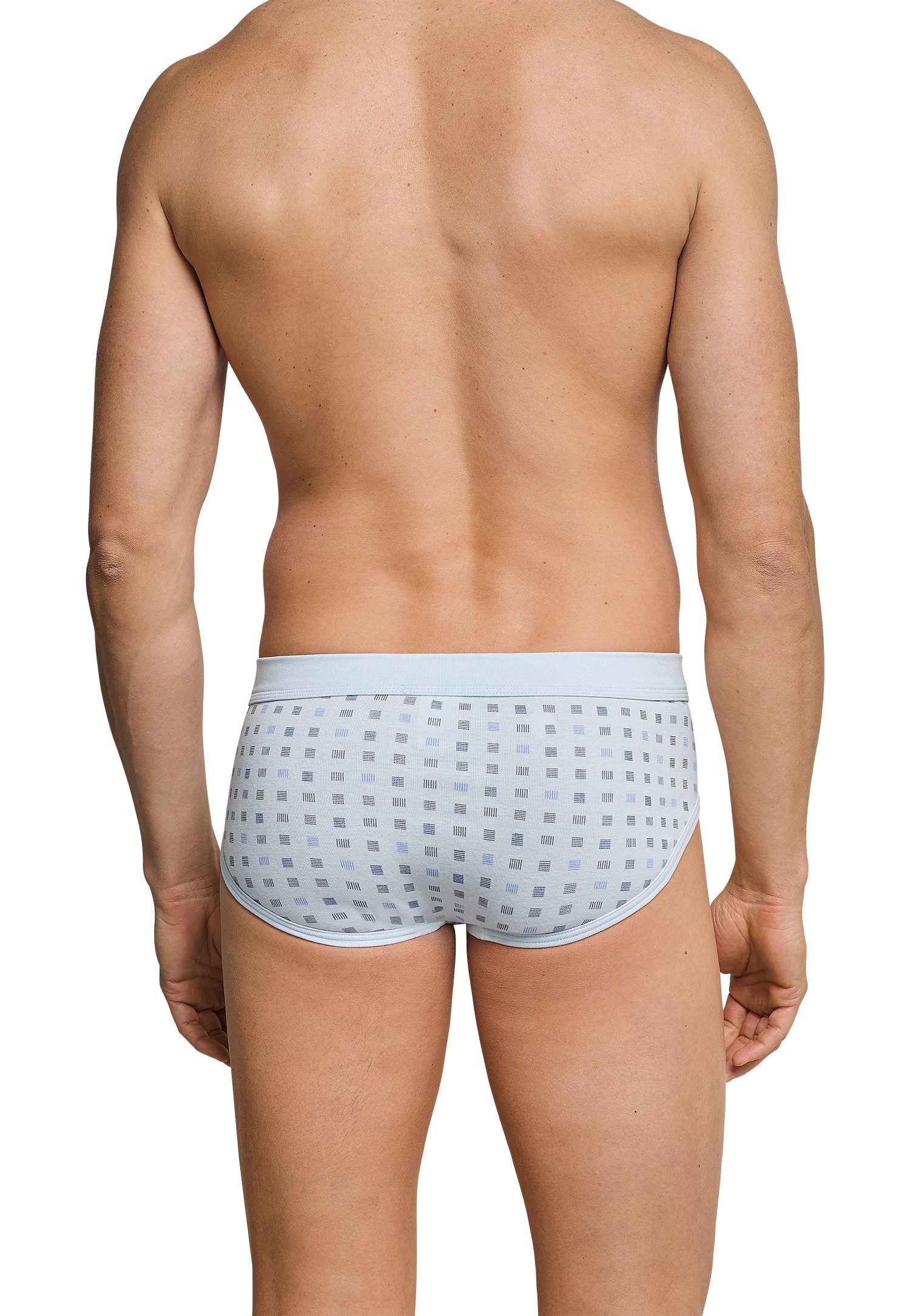 Schiesser Slip Essentials (2er Pack) mit Eingriff, Feinripp-Qualität, Softbund, kariert, Baumwolle