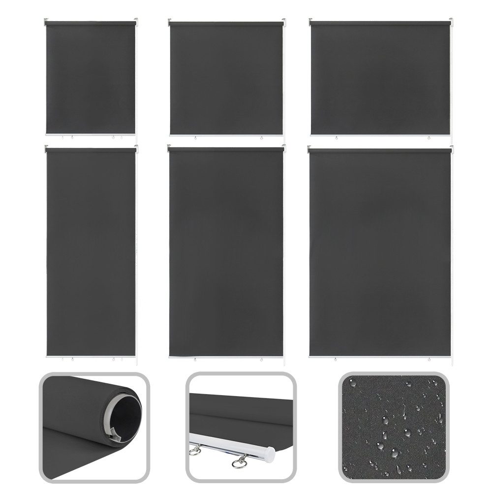 FIVMEN Senkrechtmarkise Außenrollo Alu Balkonrollo mit Handkurbelmechanismus Sonnenschutz für Terrasse Balkon Windschutz und Sichtschutz, Anthrazit