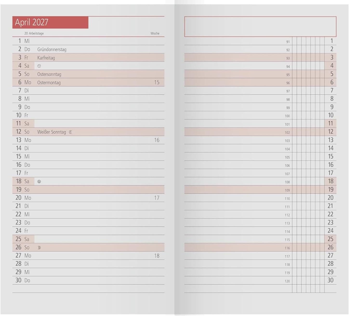 RIDO Monatskalender rido/idé Kalender Monats-Ersatzkal. Mod. TM 11 2027 weiß