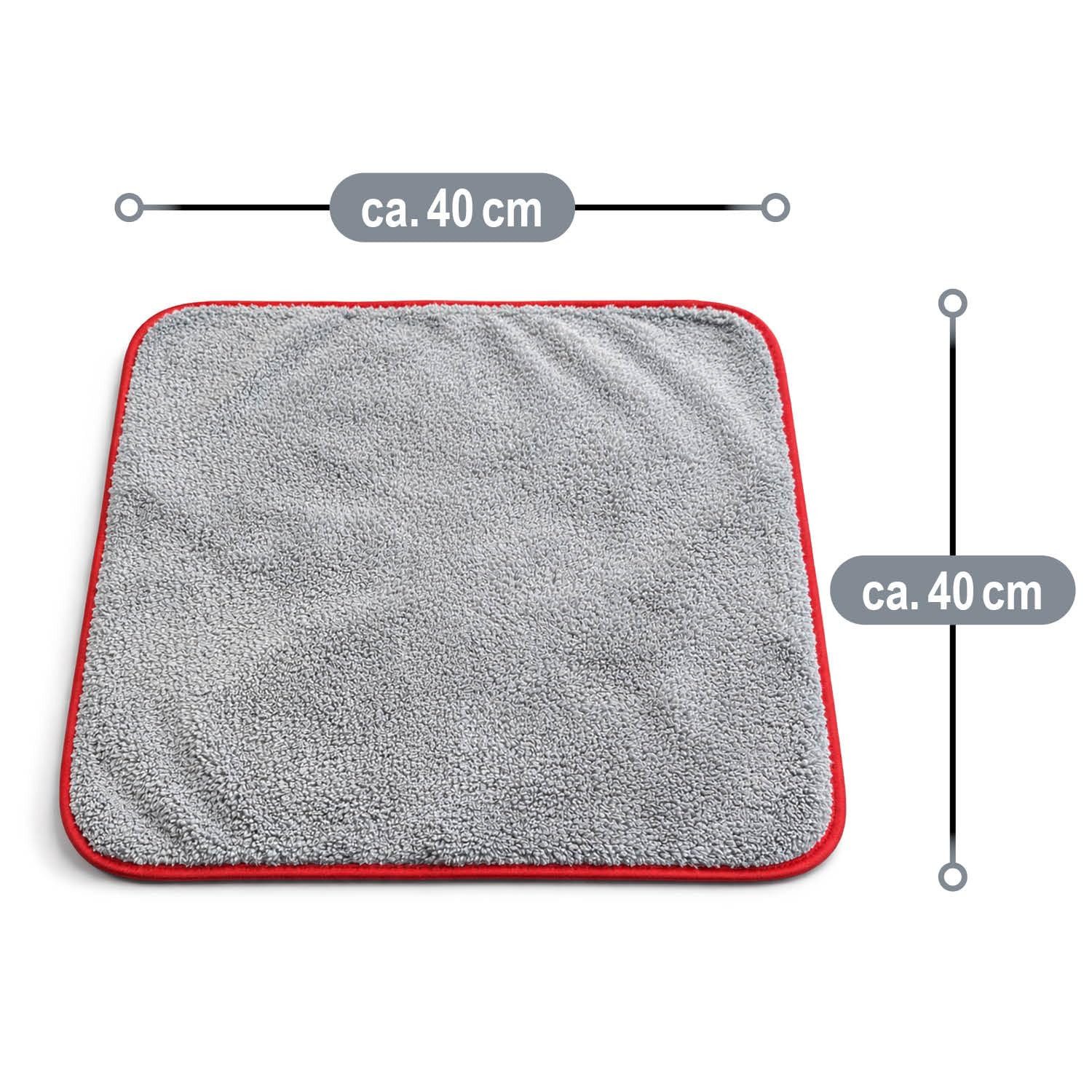 com-four 3er Set Mikrofasertücher 40 x 40 cm – saugstarke Poliertücher Mikrofasertuch (3-tlg., Mikrofasertücher für Autopflege, Polieren, Trocknen und Reinigung – Bild 2 von 5