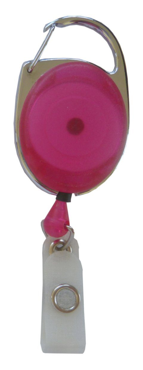 Ausweisclip Kranholdt Form Pink / Druckknopfschlaufe Metallumrandung, ovale Schlüsselanhänger Transparent Jojo (100-tlg), Ausweishalter /