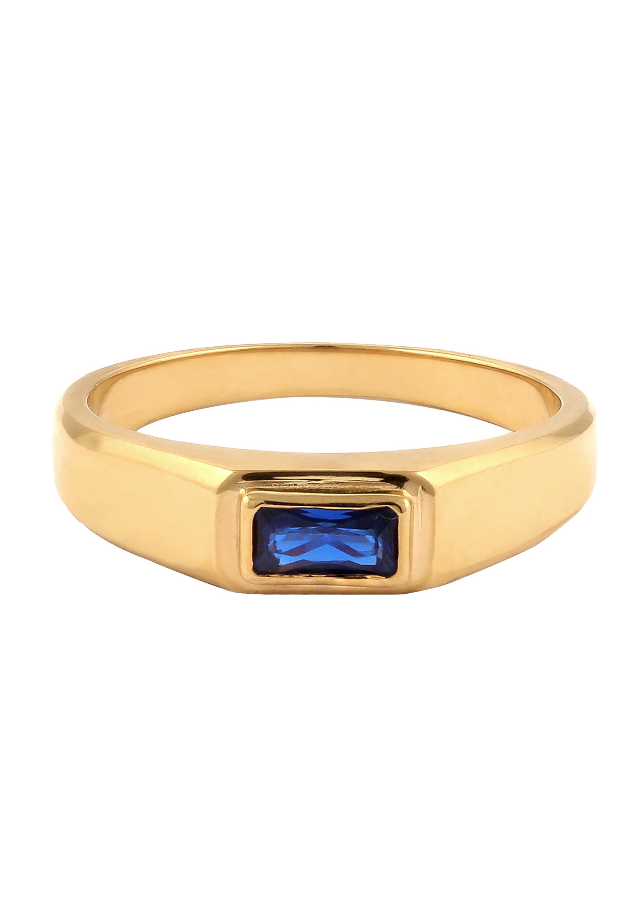 Kuzzoi Siegelring Siegelring Rechteck Synthetischer Saphir Blau 925 Sterling Silber