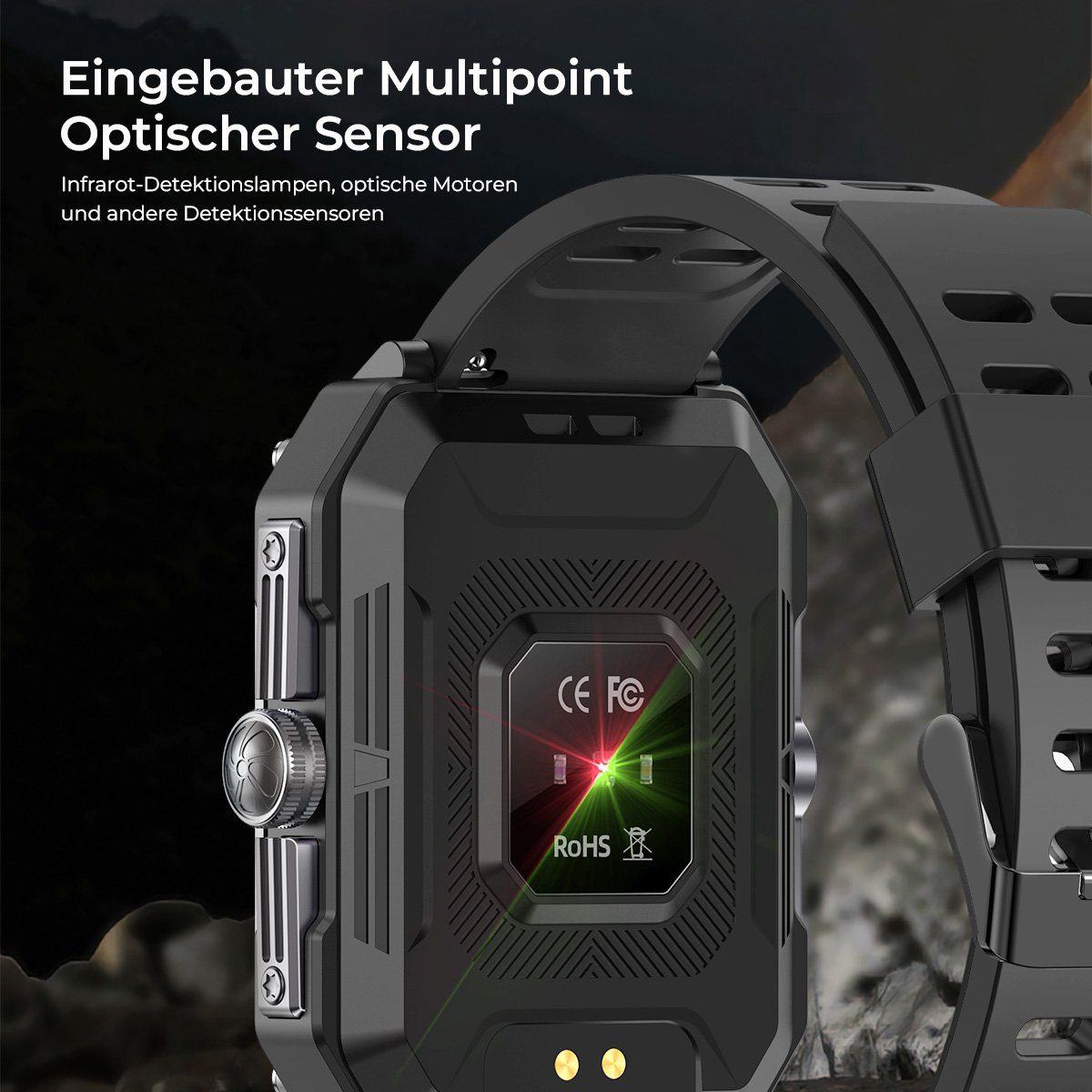 7Magic Smartwatch Smartwatch Orange 2,02” (2.02 Wasserdicht Zoll), Tracker, Schlafmonito Fitness Herren Sportuhr IP68 mit Outdoor Touchscreen Telefonfunktion Damen
