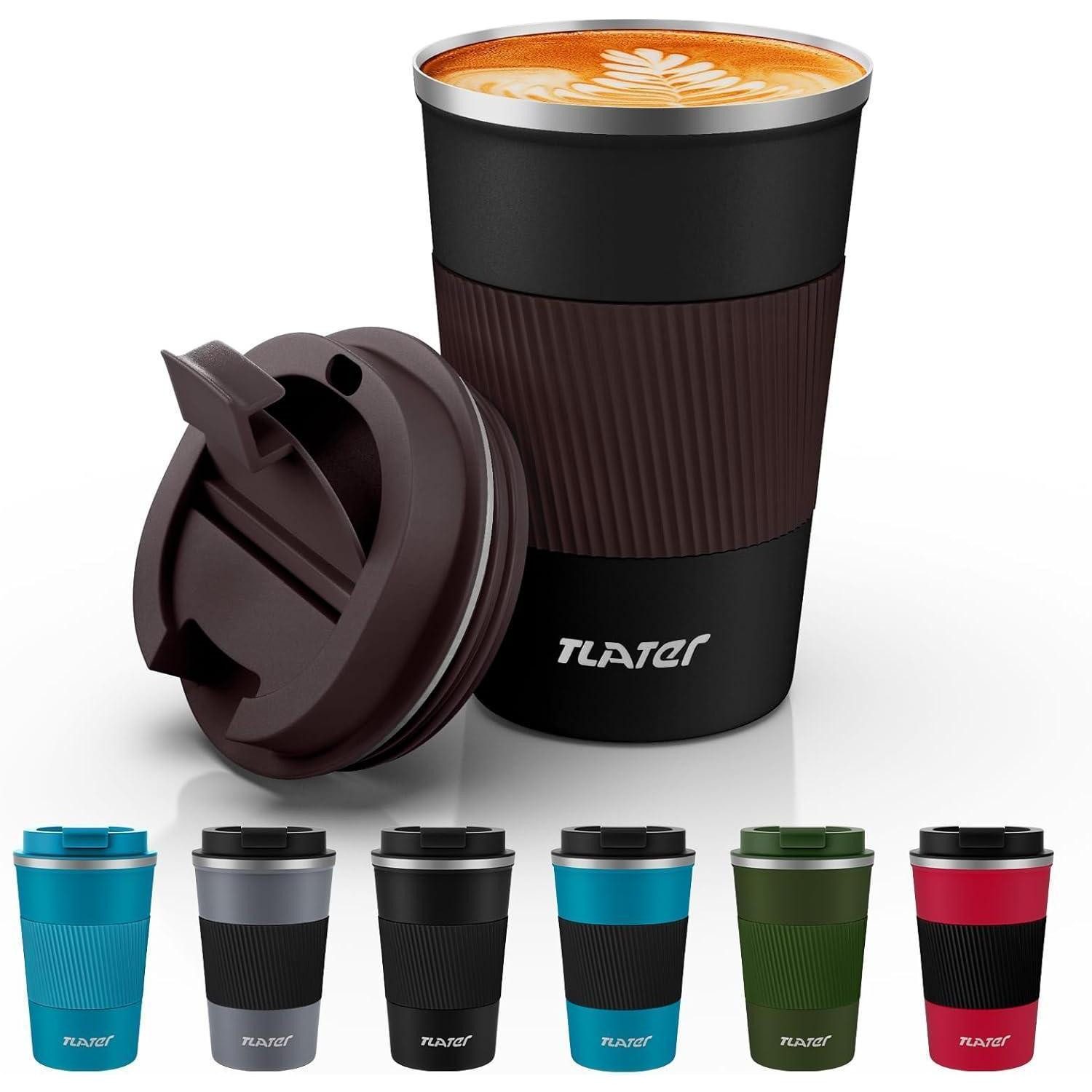 LuxusKollektion Coffee-to-go-Becher Thermobecher to go 380ml Isolierbecher Auslaufsicher Schwarz