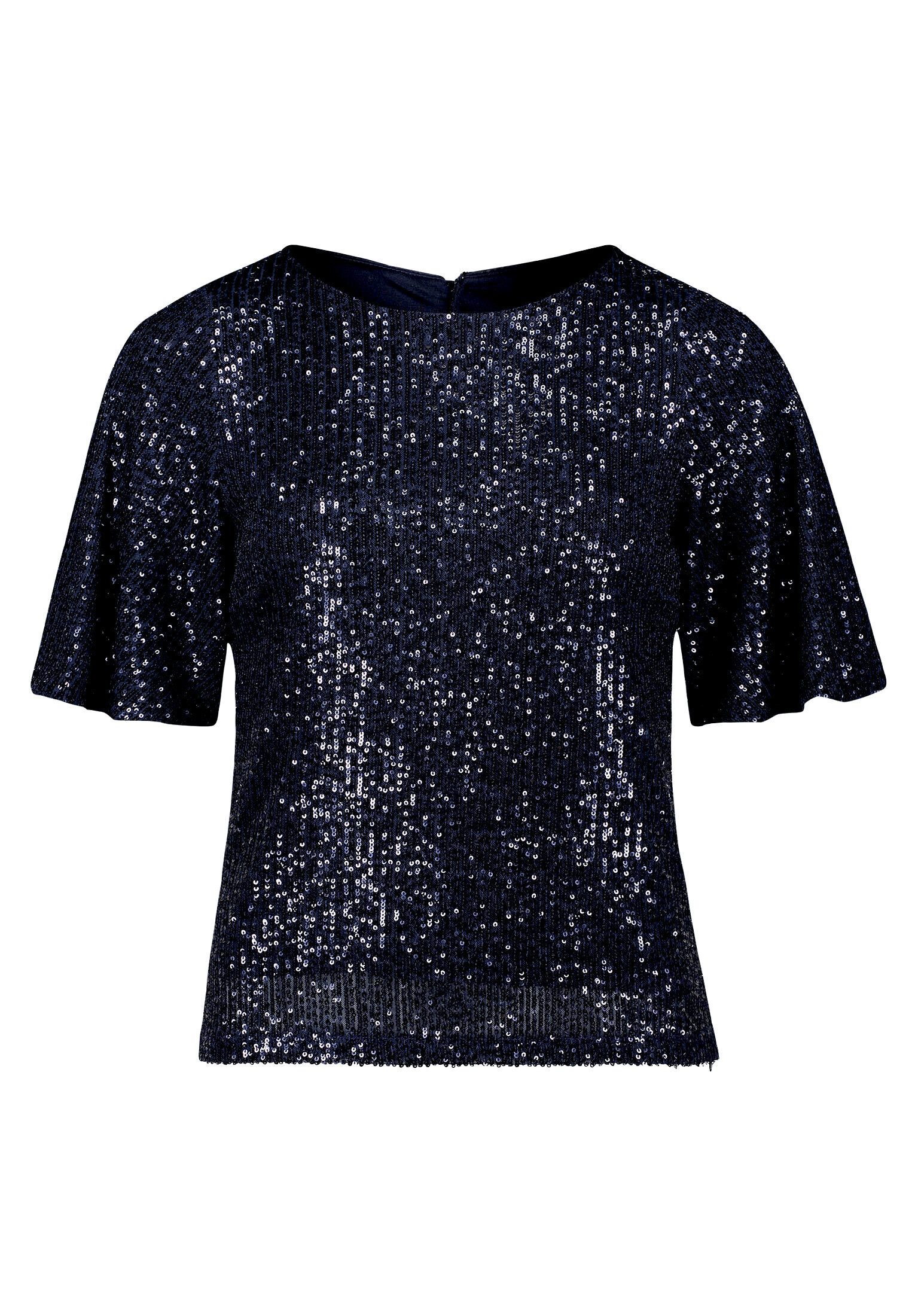 Vera Mont Kurzarmshirt Damen mit Flügelärmeln (1-tlg) Pailletten
