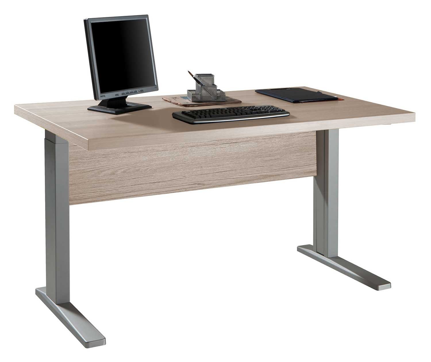 Composad Schreibtisch Computertisch STAMPA, Eiche Sanremo Dekor, 120 x 70 x 80 cm, manuell höhenverstellbar